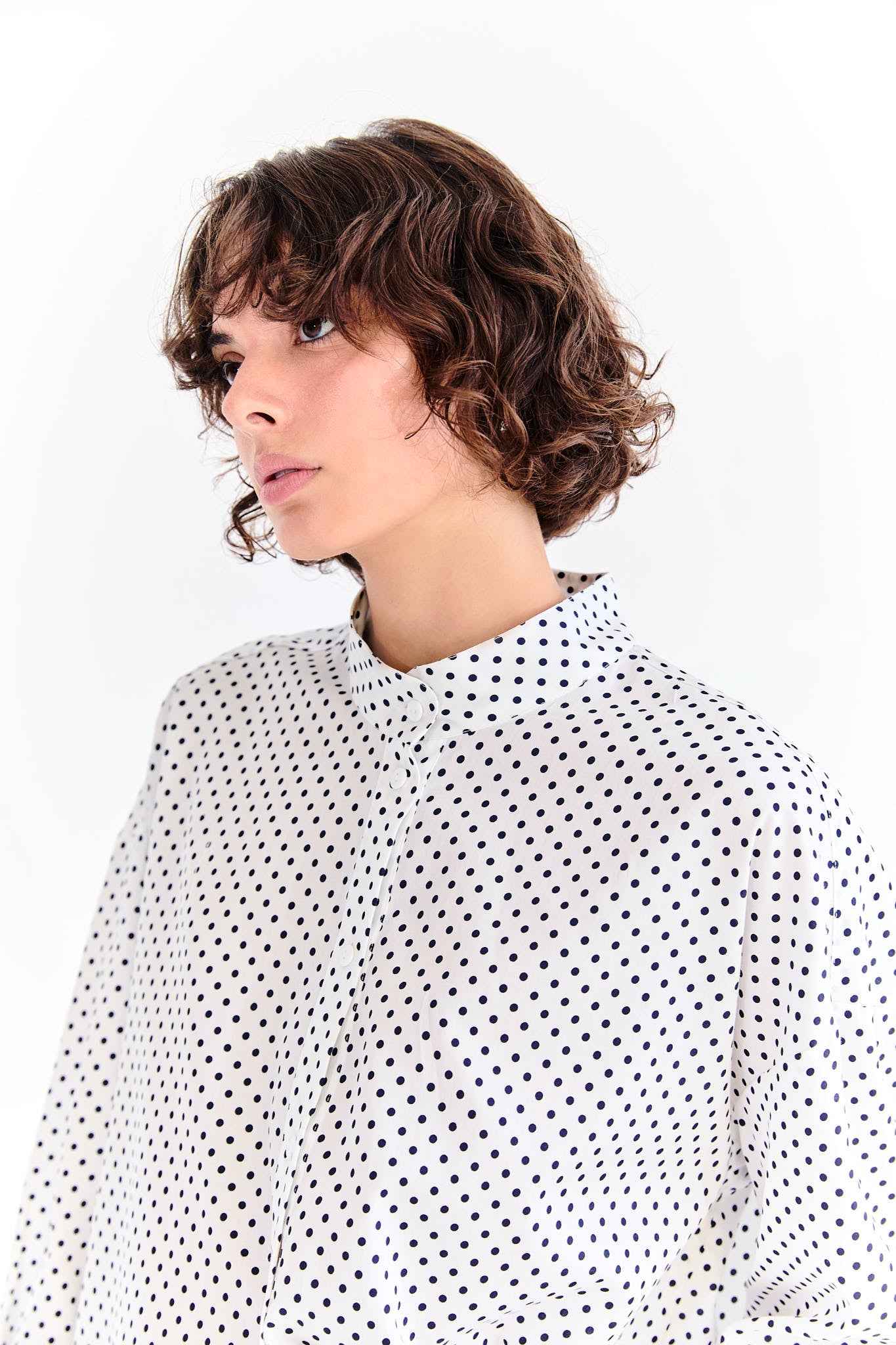 Jacqueline Shirt - Navy Polka Dot