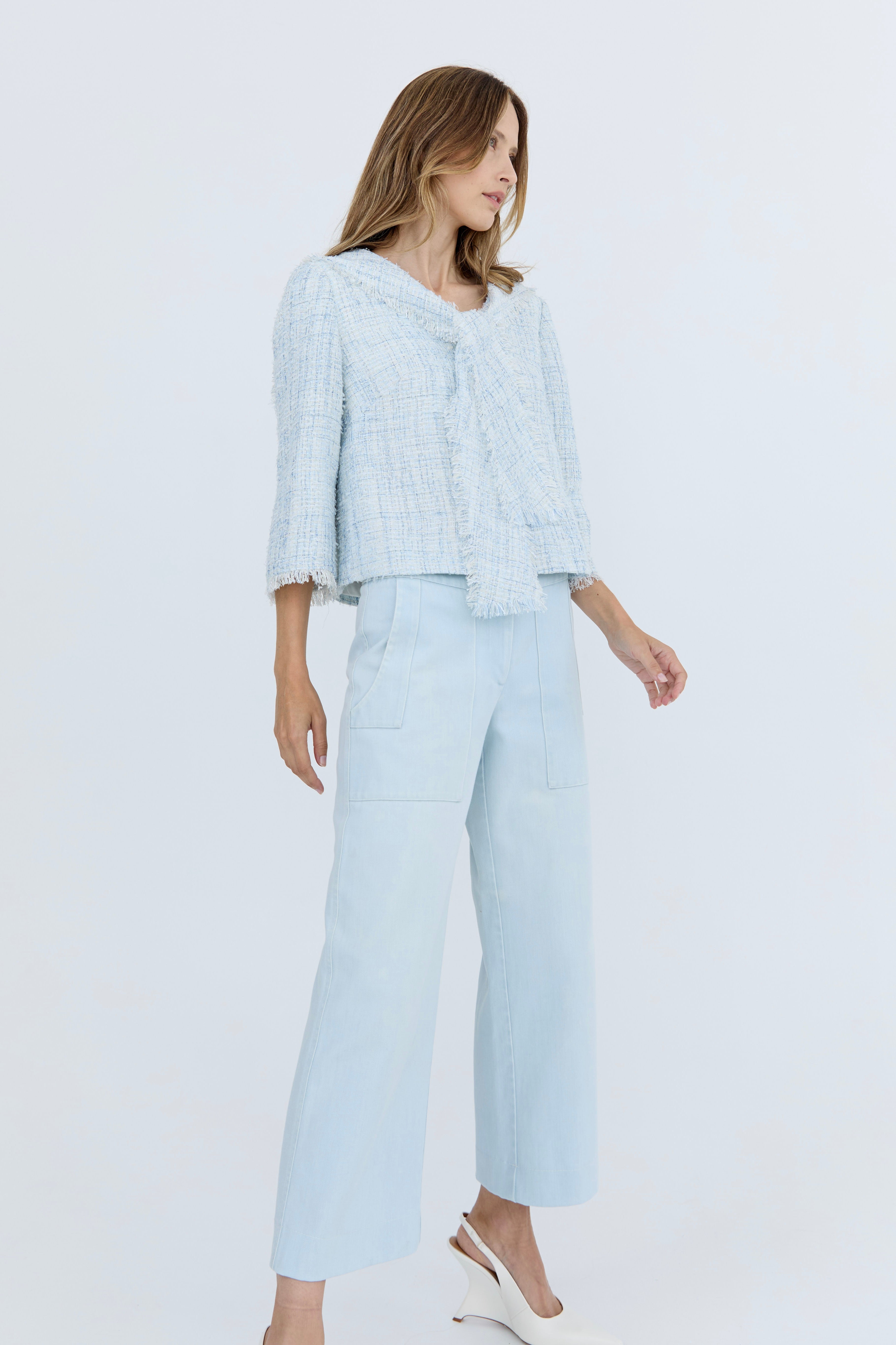 Gabrielle Collared Top - Blue