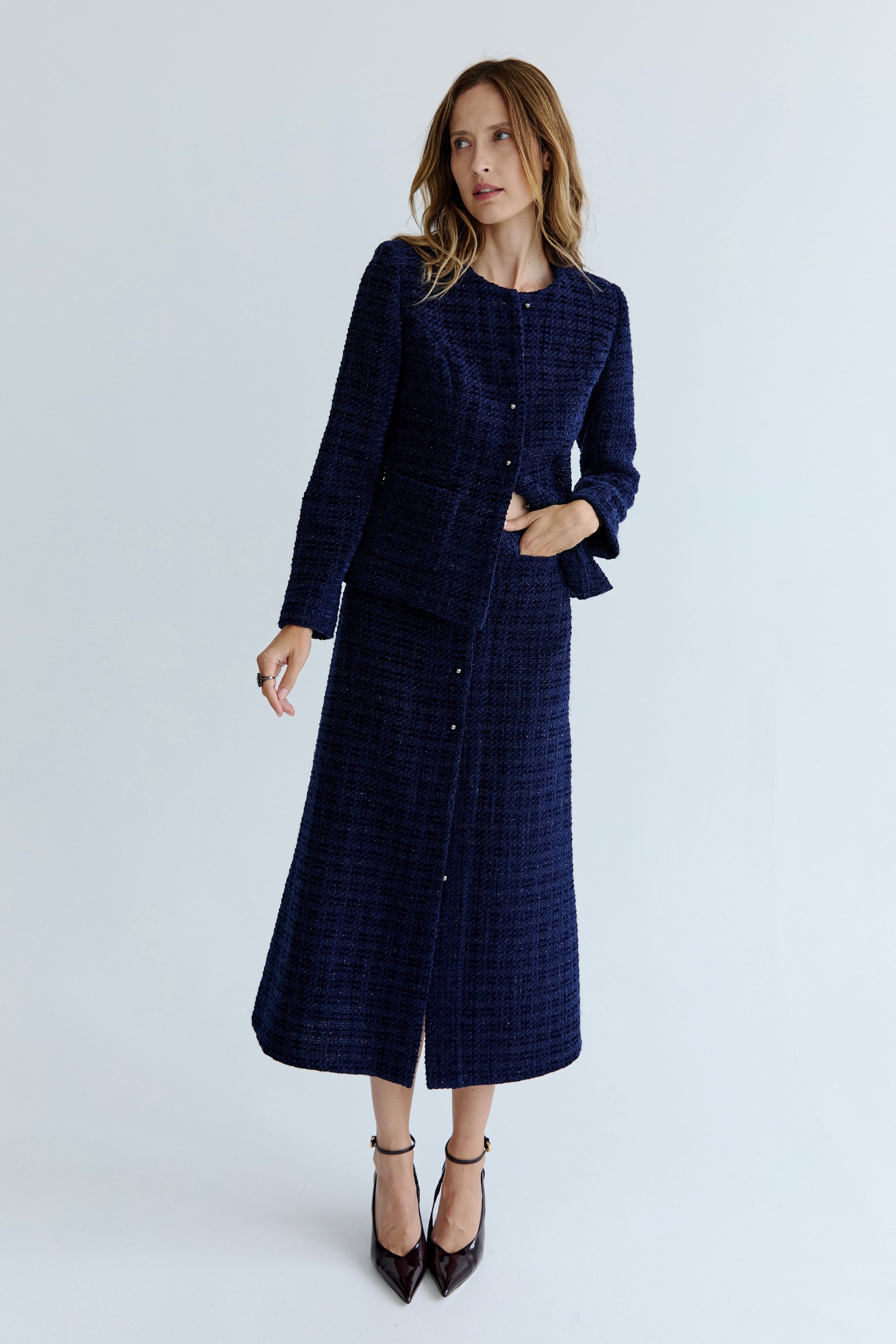 Joanne Skirt - Navy Tweed