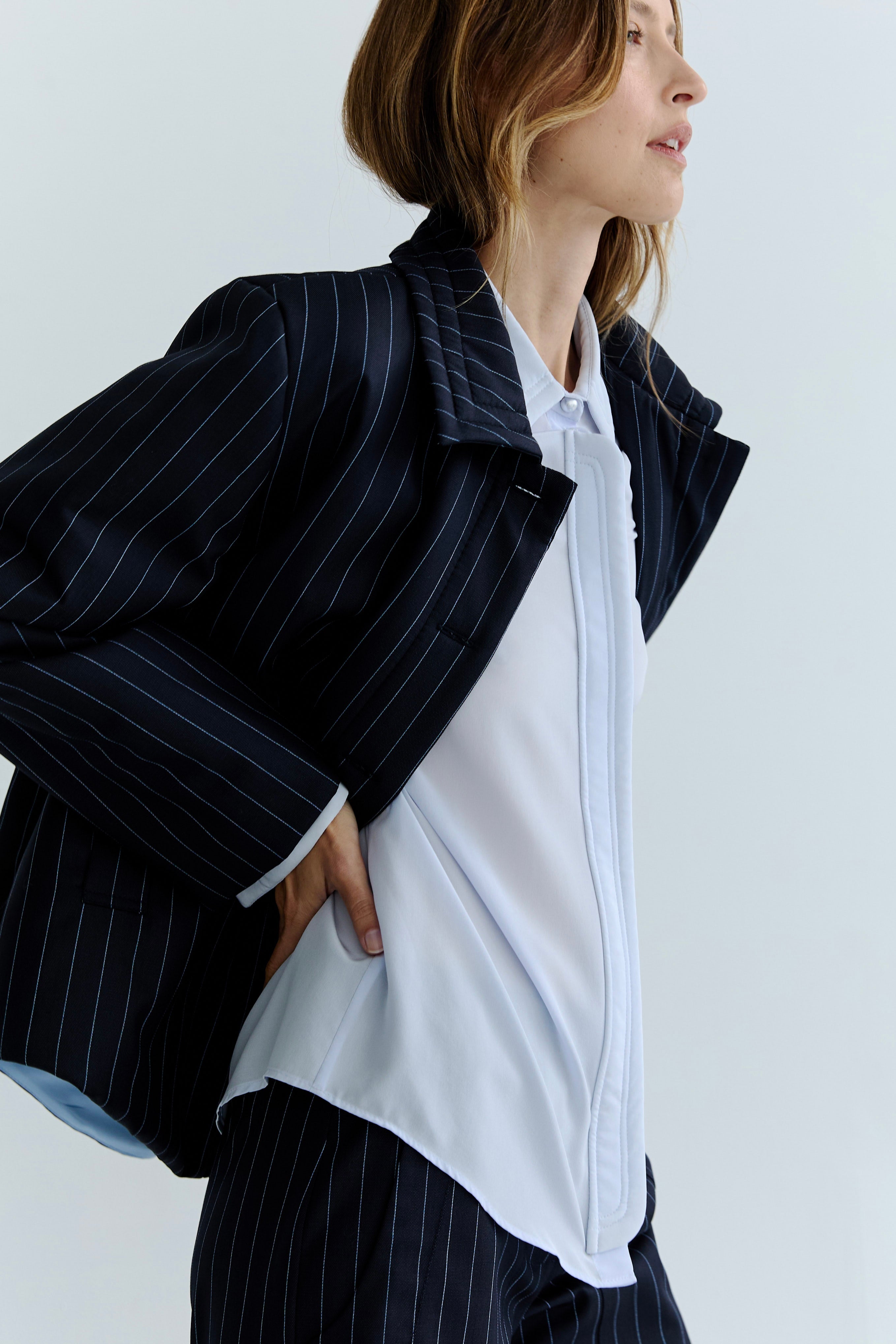 Amelie Quilted Jacket - Navy Stripe