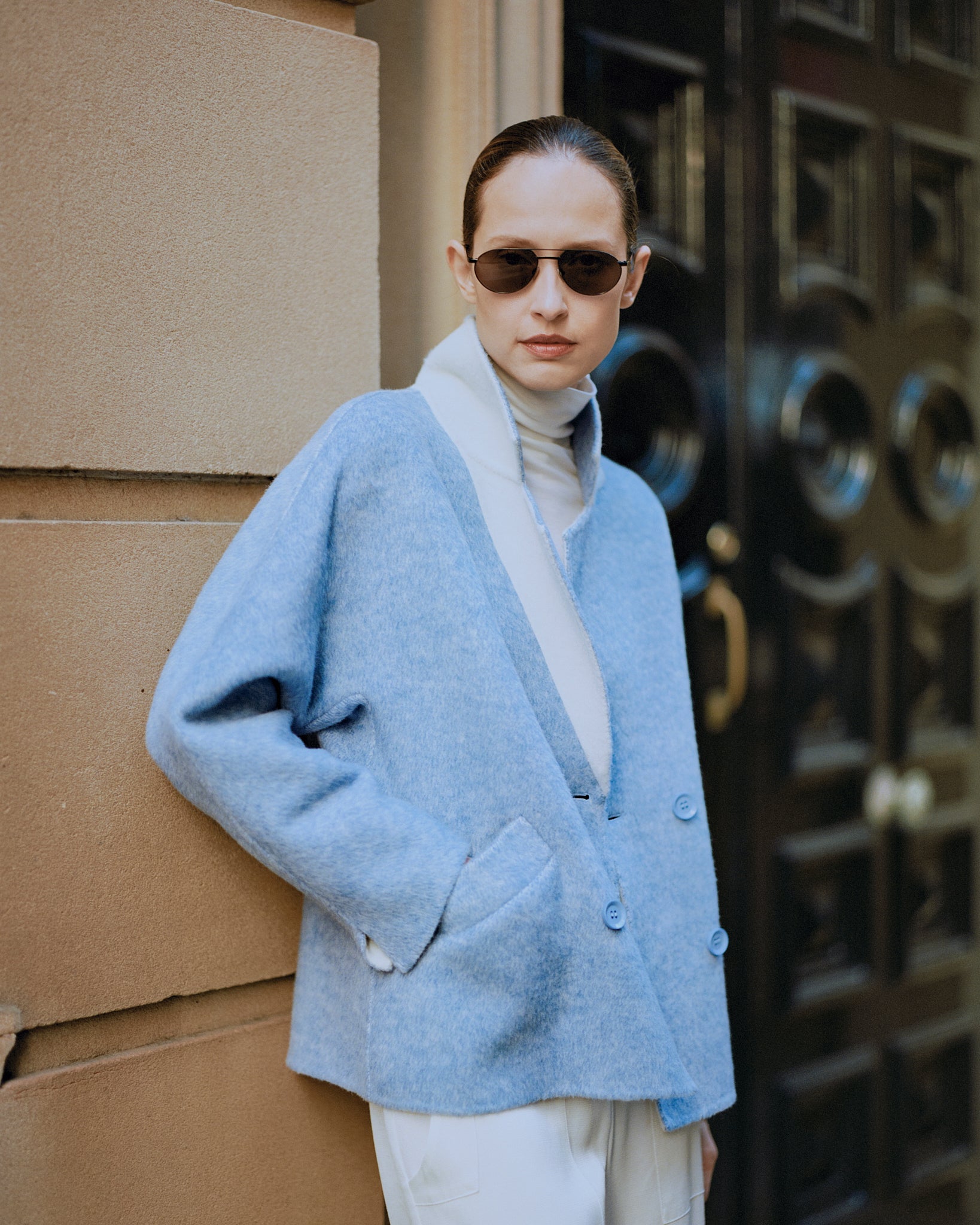 Dominique Wool Jacket - Sky Blue