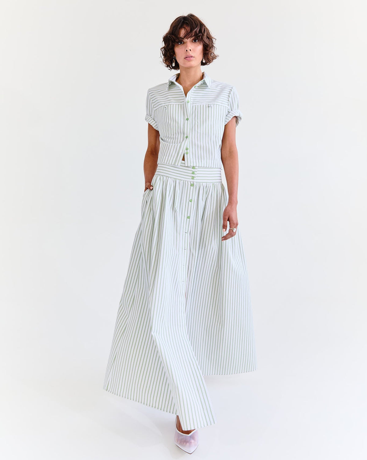 Penelope Skirt - Pistachio Stripe