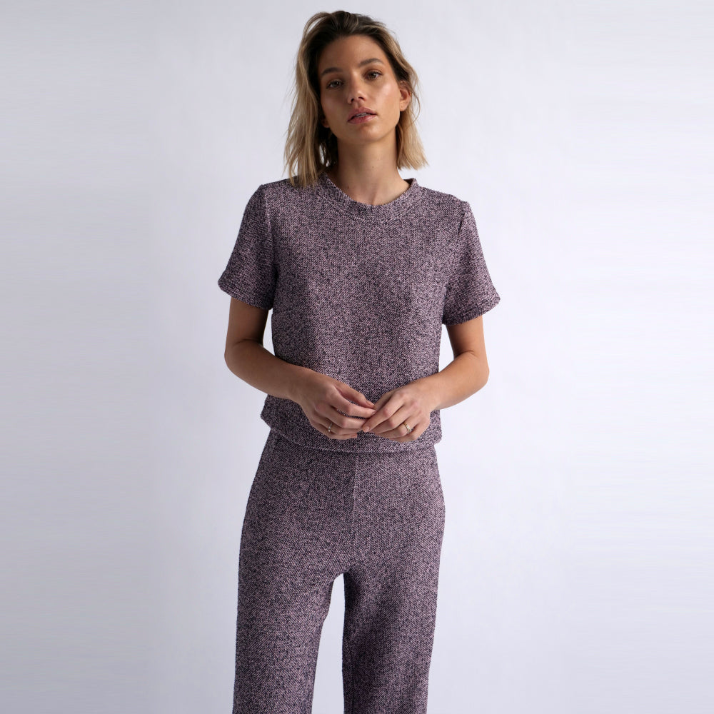 Gabrielle Tailored Tee Purple Tweed