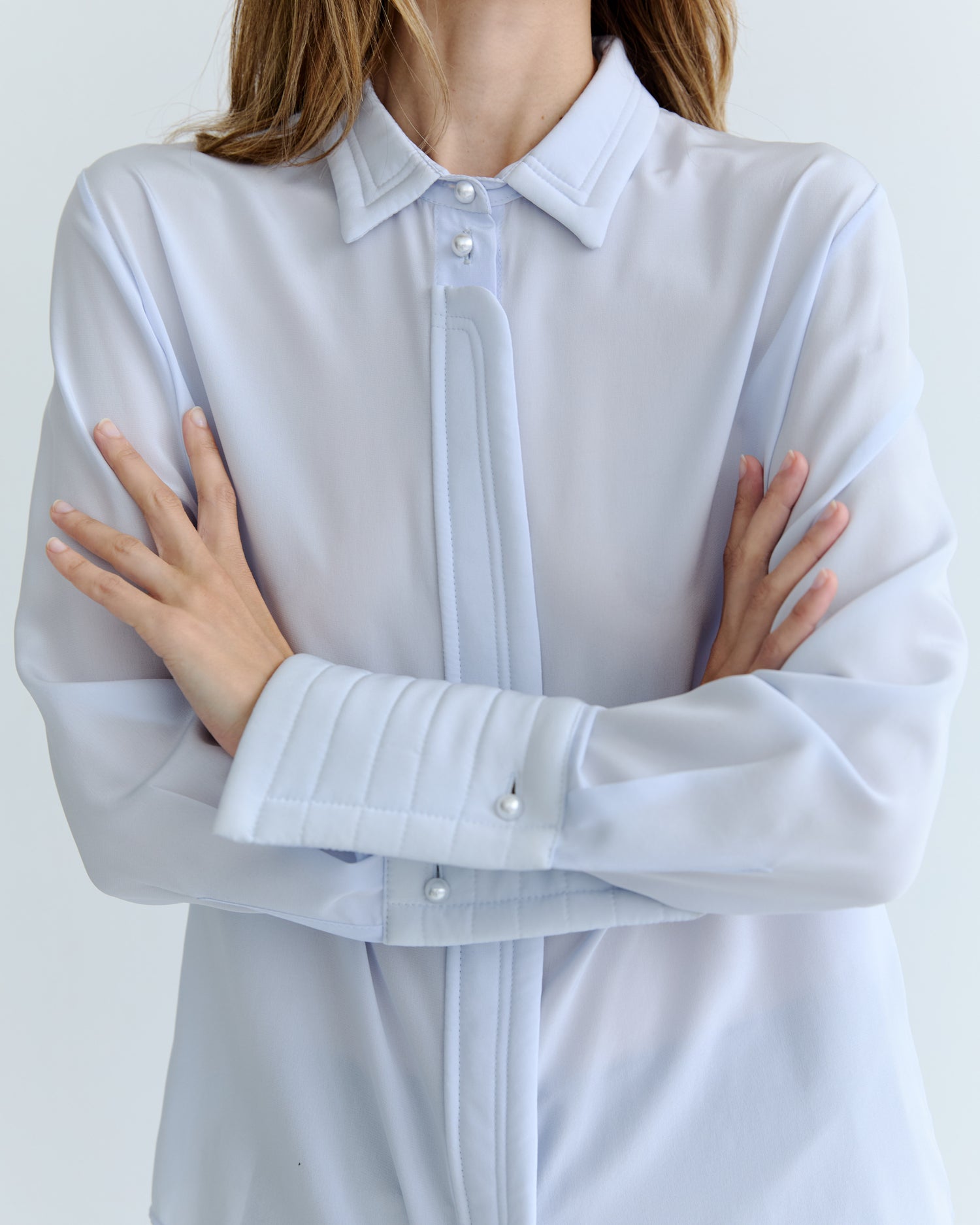 Sylvie Shirt - Powder Blue Silk