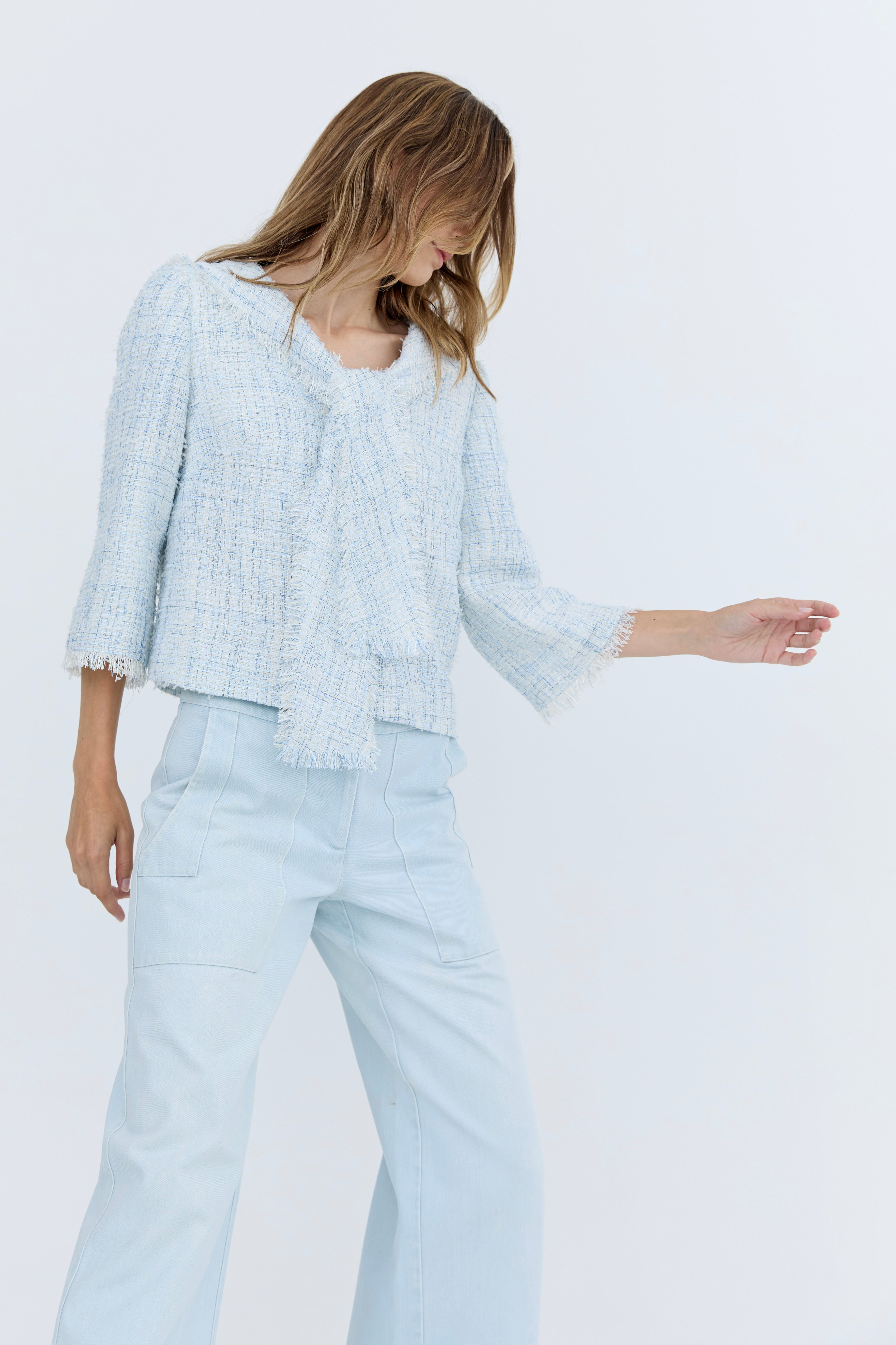 Gabrielle Collared Top - Blue