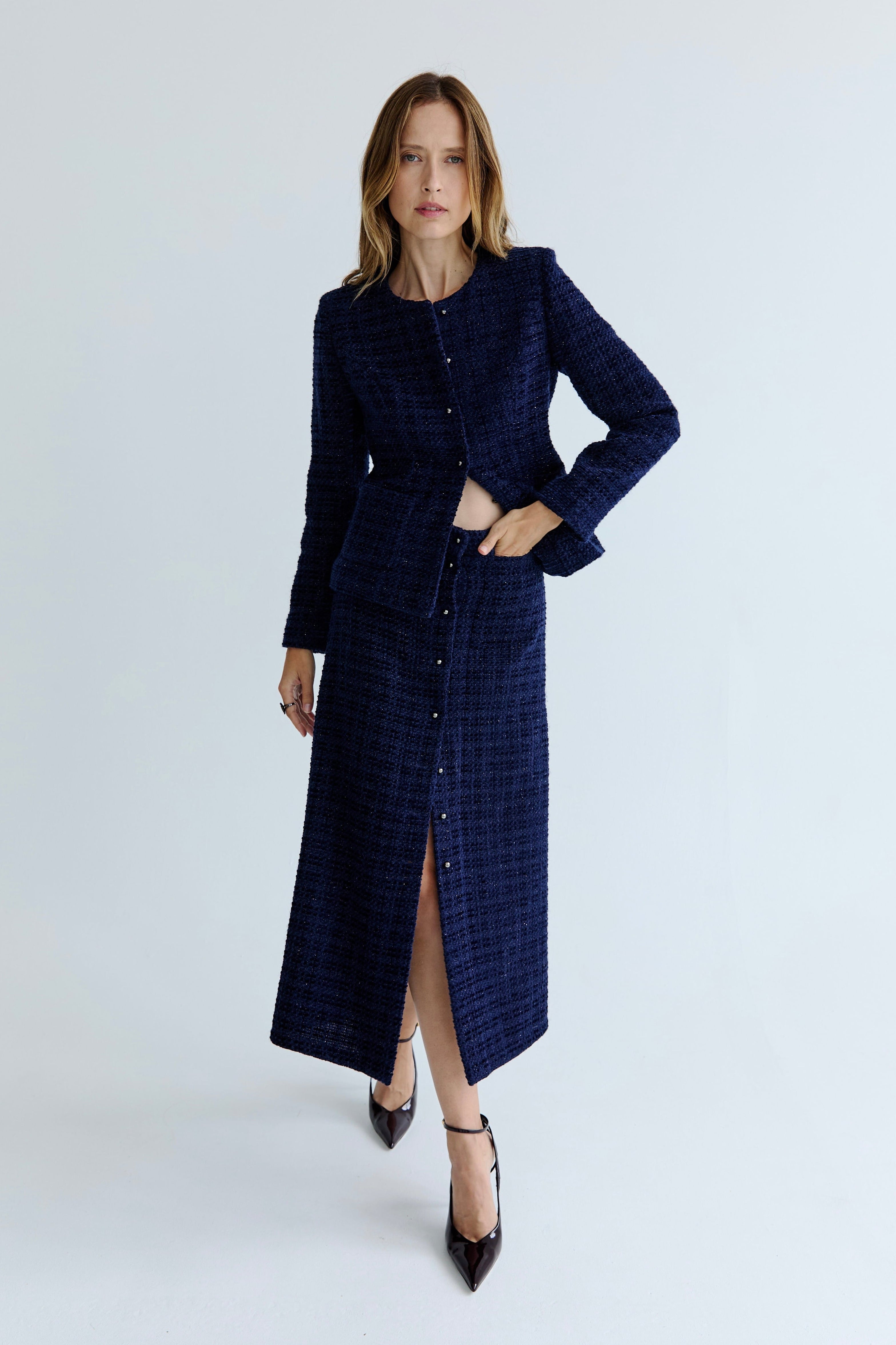 Joanne Skirt - Navy Tweed
