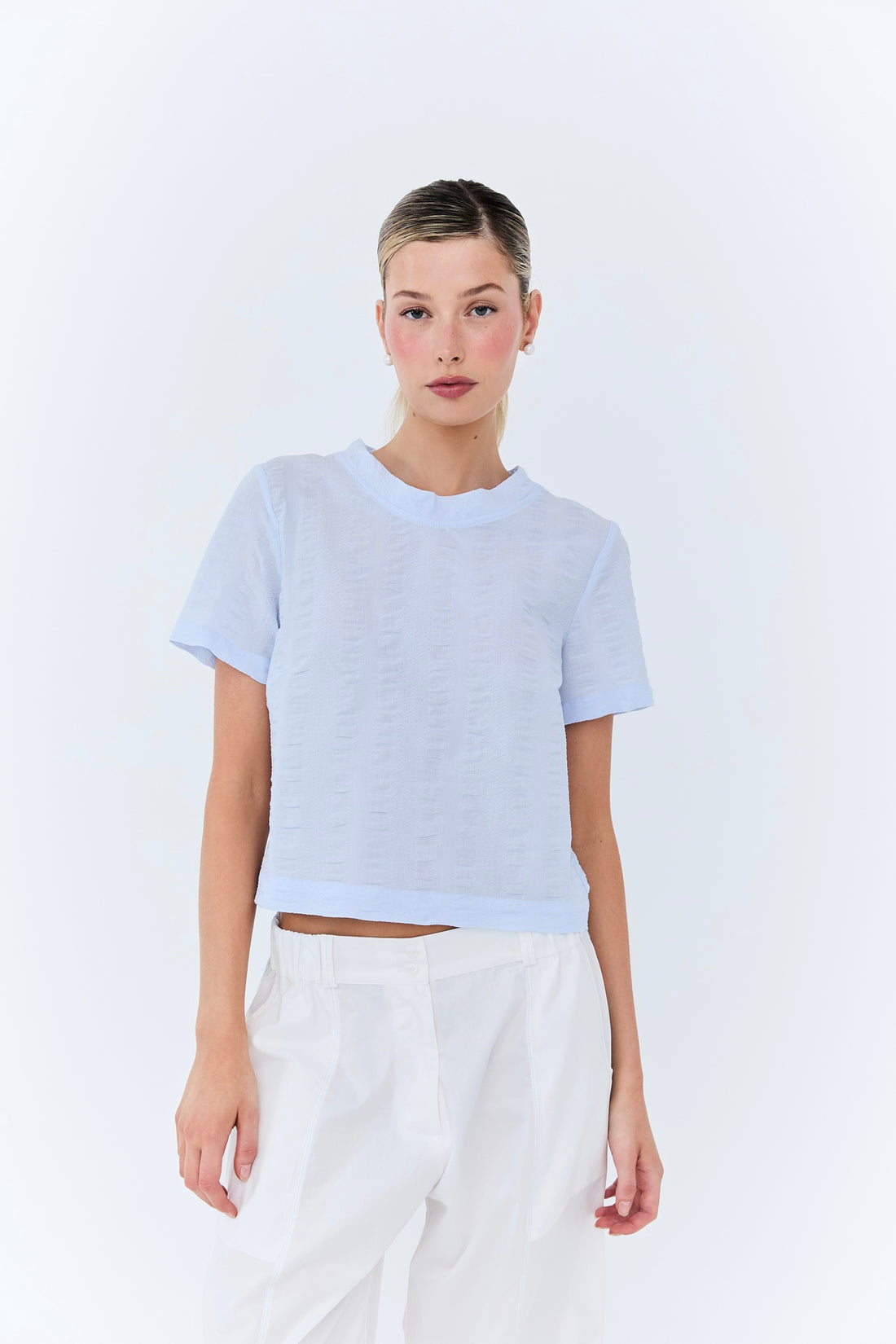 Gabrielle Tee - Sky Blue Seersucker