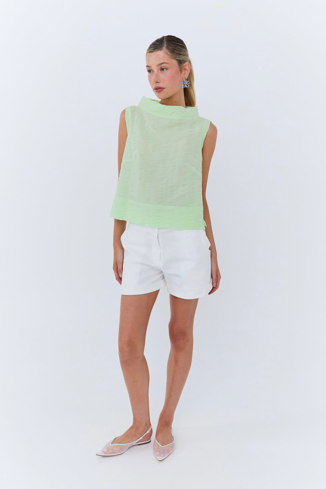 Vivian Top - Mint Green Seersucker