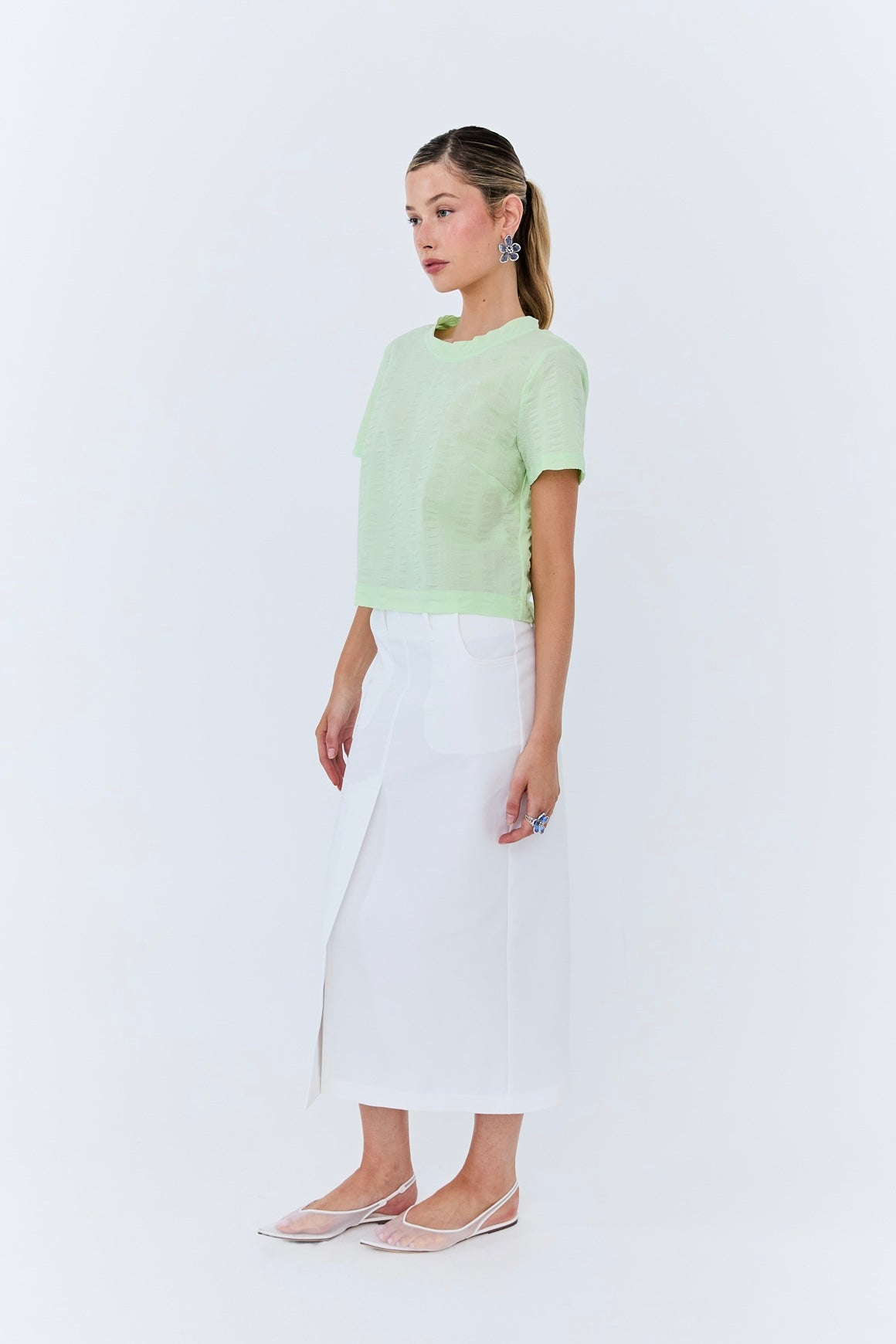Gabrielle Tee - Mint Green Seersucker
