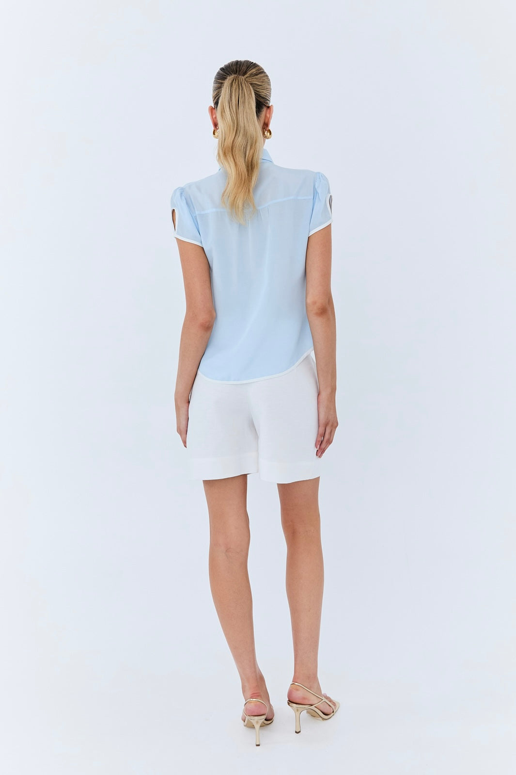 Ludovina Blouse - Ice Blue Silk Satin