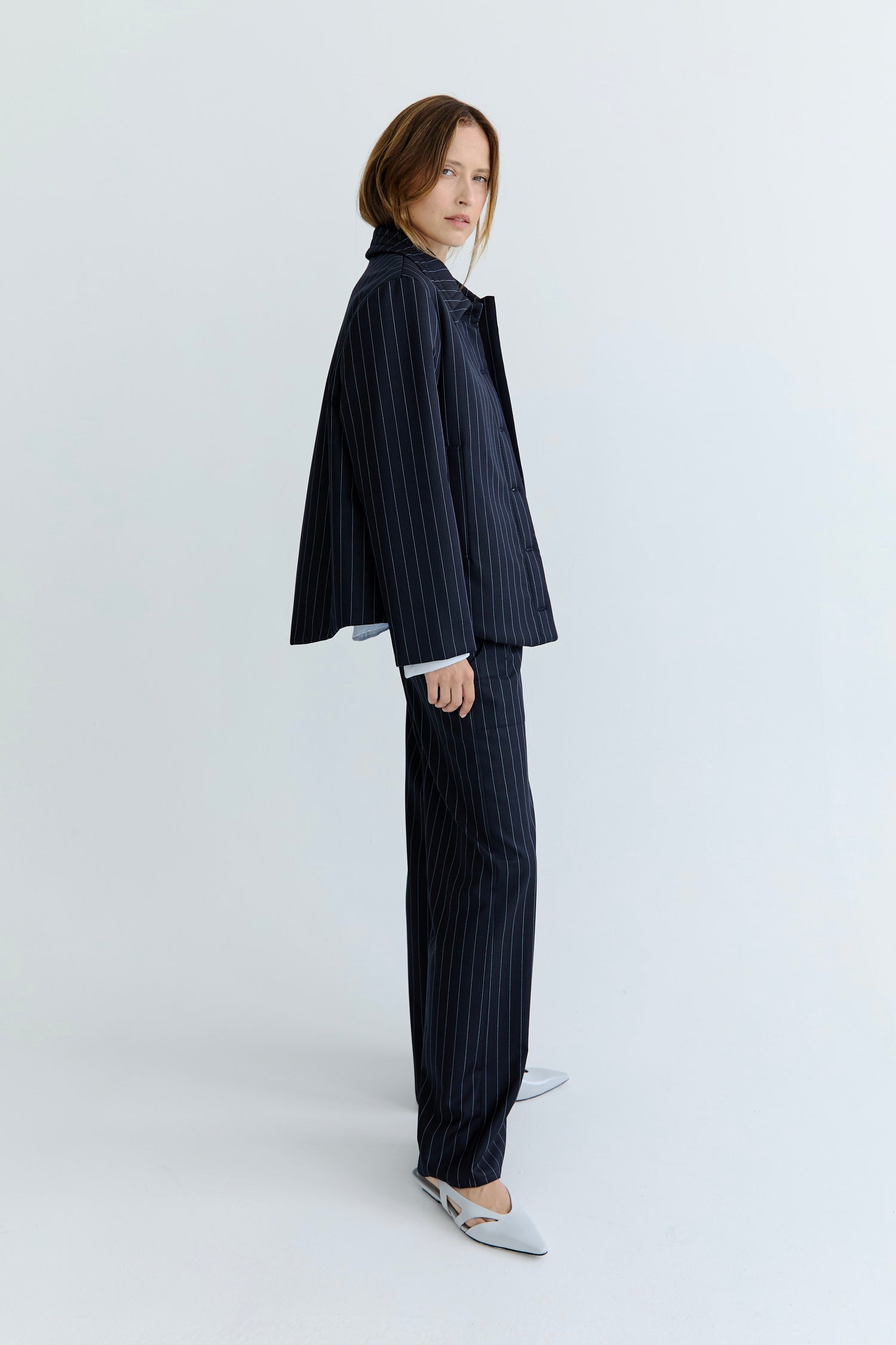 Amelie Quilted Jacket - Navy Stripe