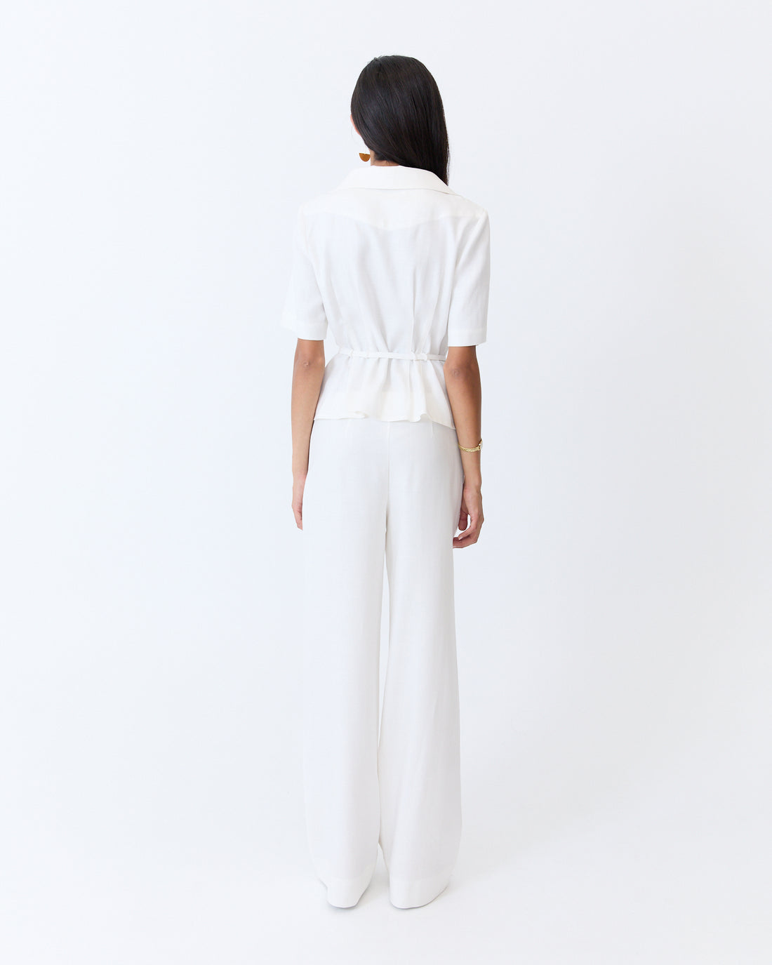 Marlene Pant - Off White Herringbone