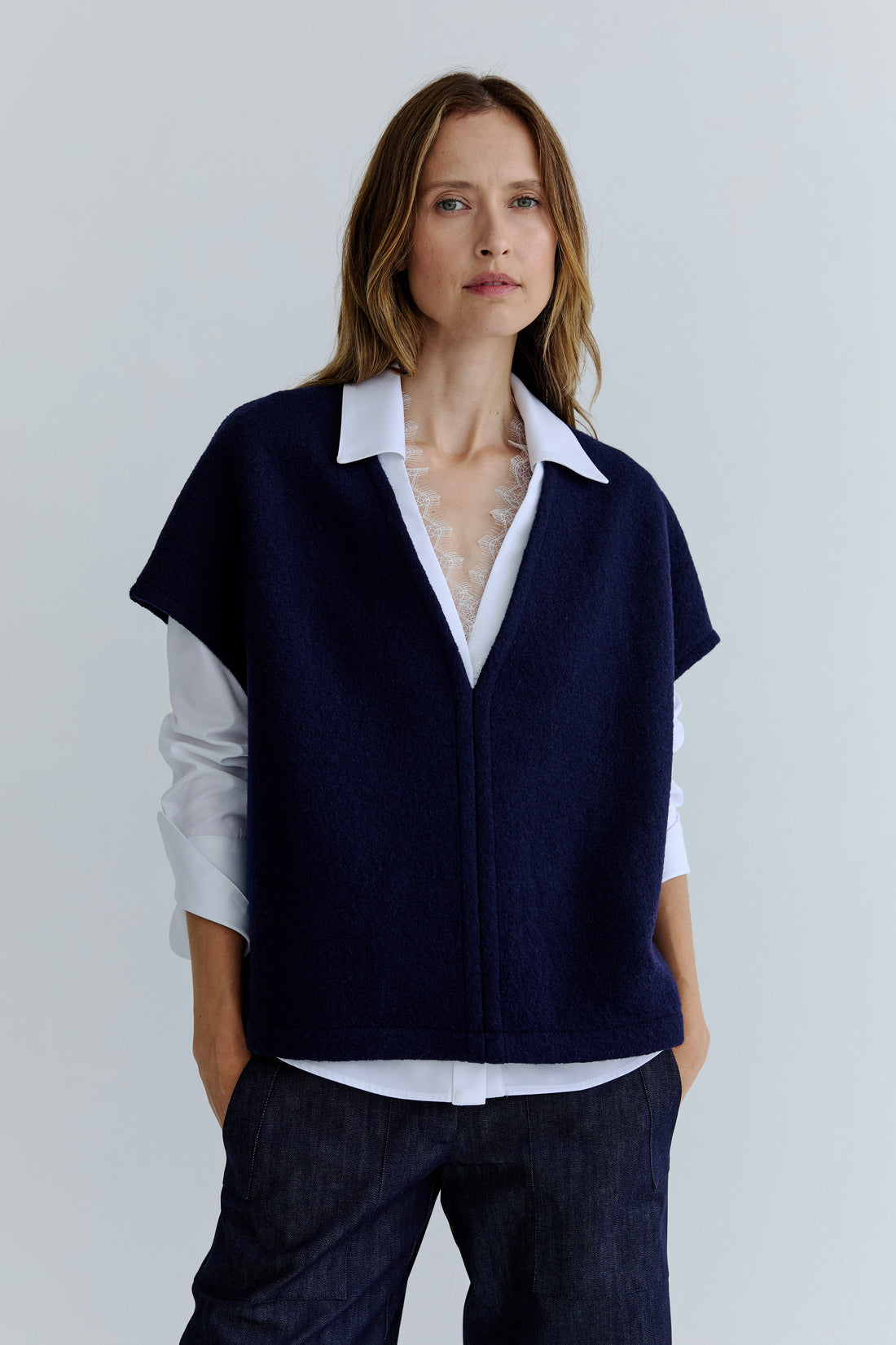Antoine Wool Vest - Navy