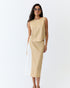 Eder Renee sleeveless shell top in caramel herringbone styled with the matching Splice Skirt