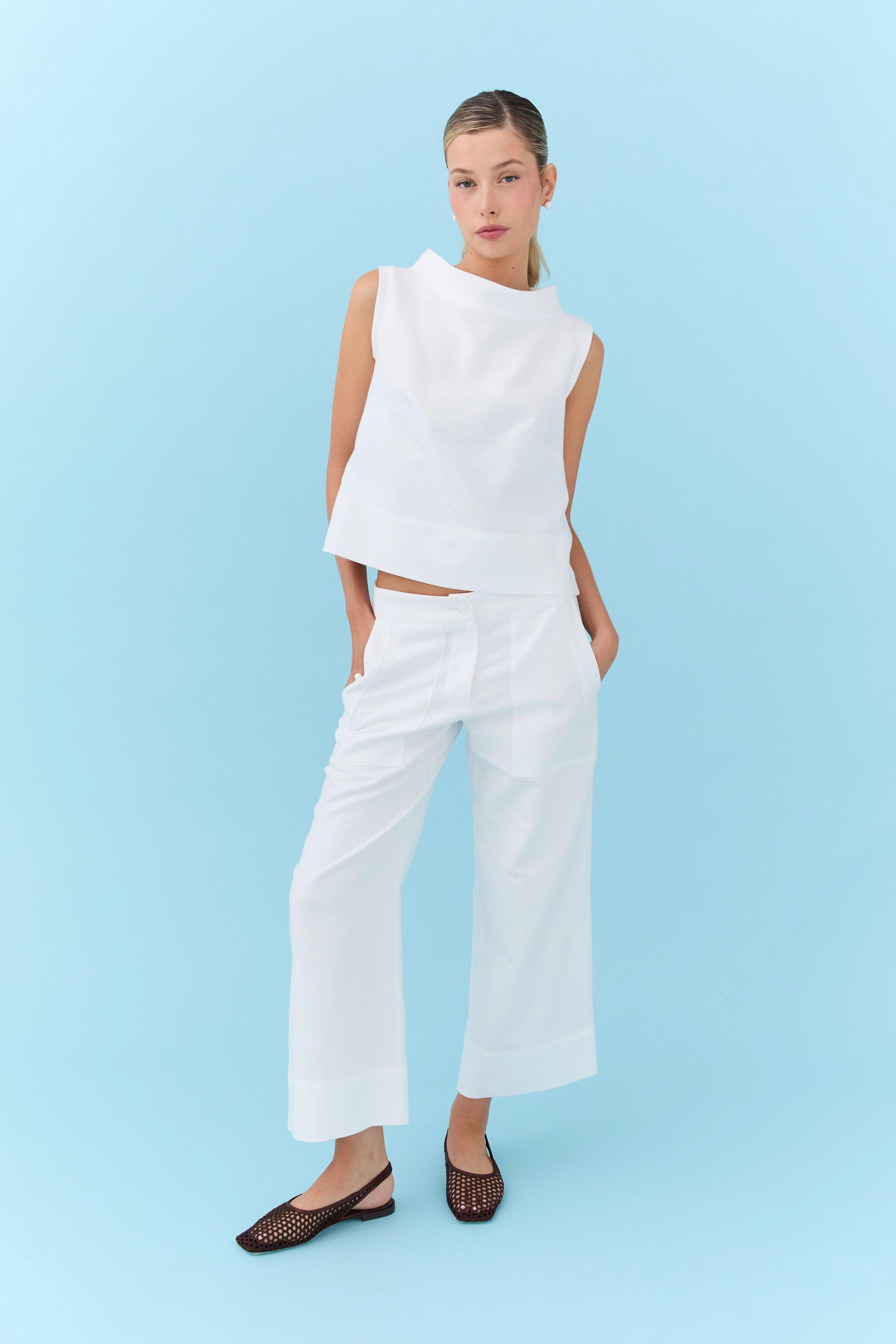 Marlene Pant 4/8 - White Drill