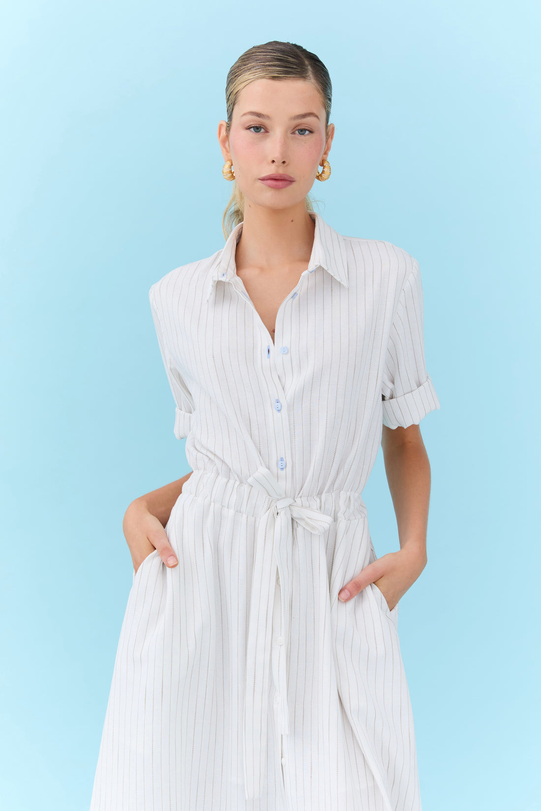 Nicole Dress - Linen Stripe