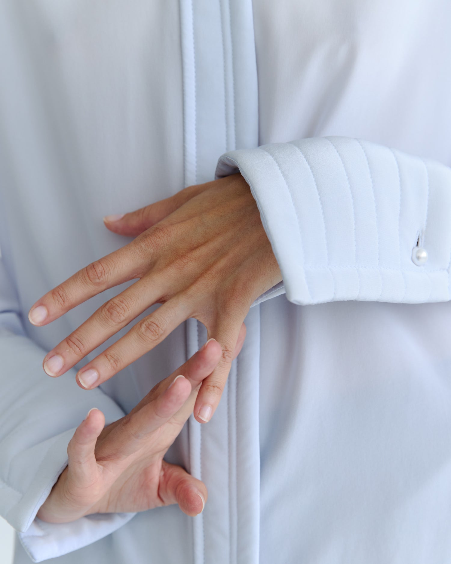 Sylvie Shirt - Powder Blue Silk