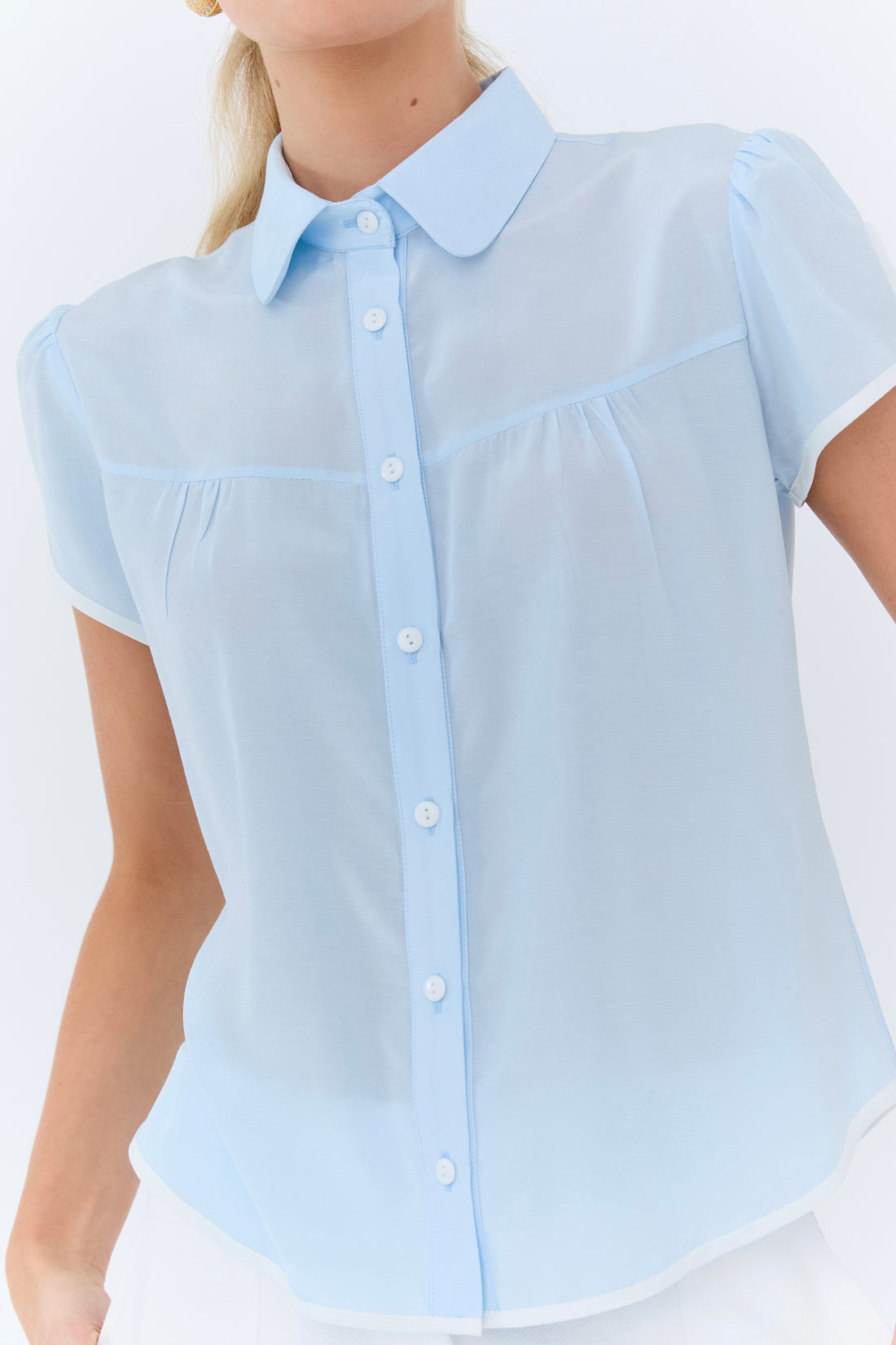 Ludovina Blouse - Ice Blue Silk Satin