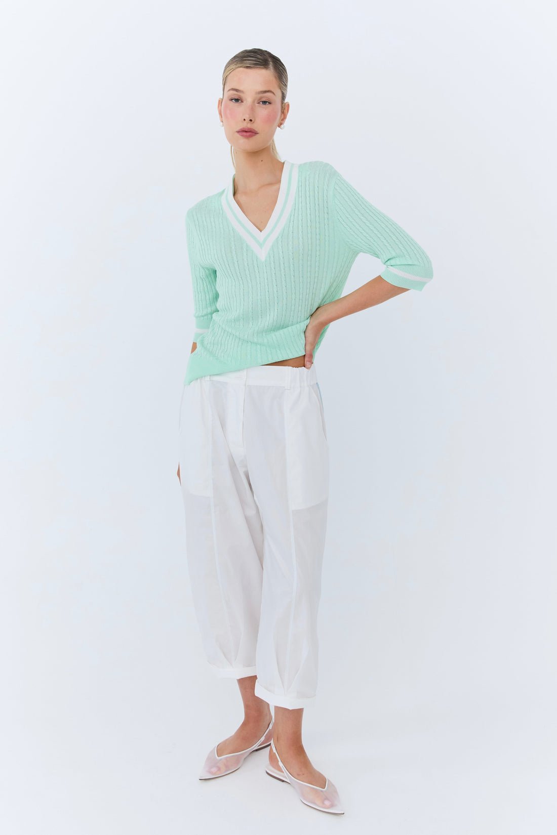 🎁 Michèle Polo Knit - Mint (100% off)