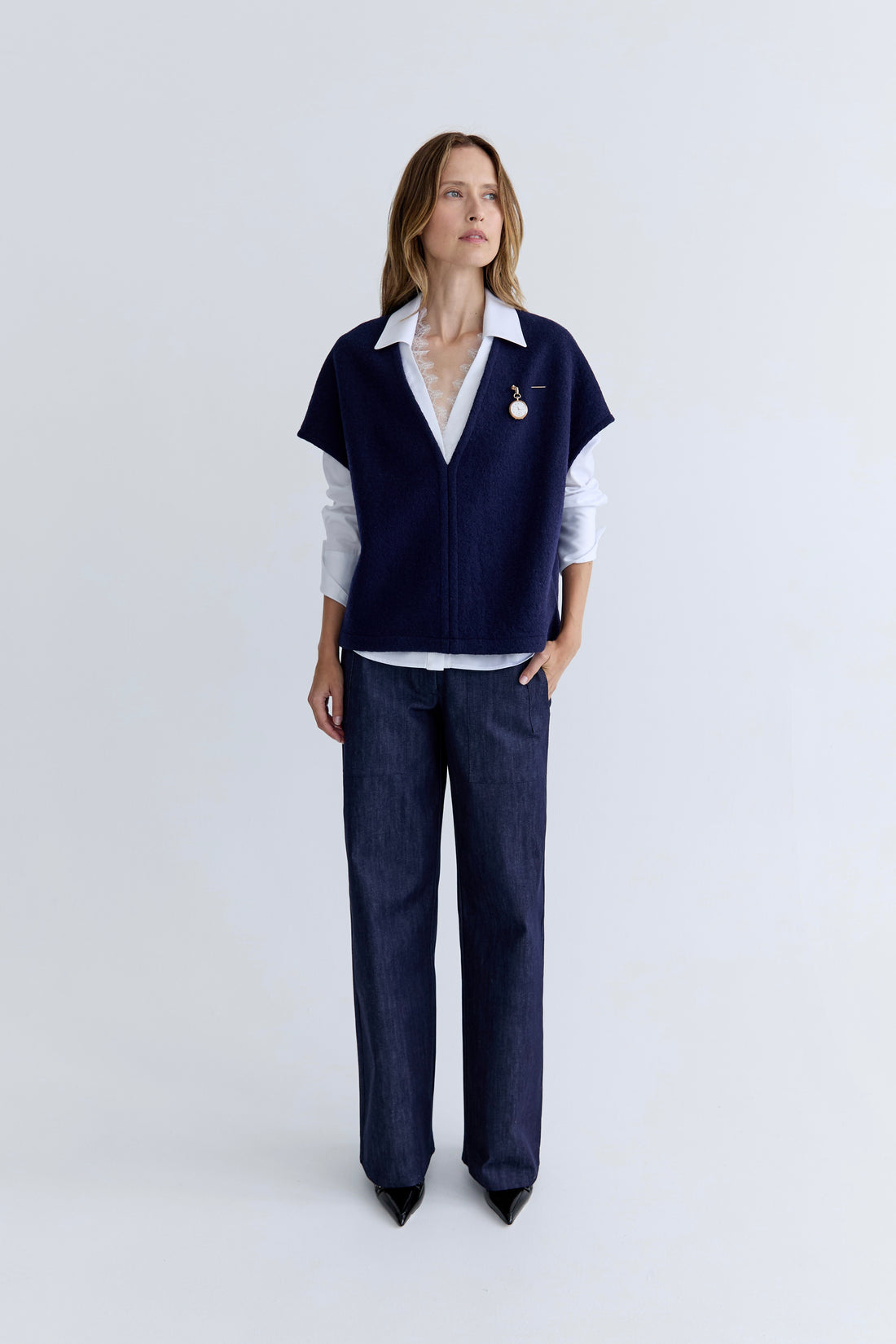 Antoine Wool Vest - Navy