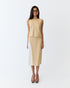 Eder Renee sleeveless shell top in caramel herringbone styled with the matching Splice Skirt