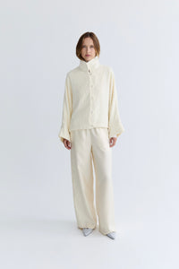 Valeria Silk Pant - Crema