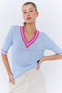Michèle Polo Knit - Sky Blue
