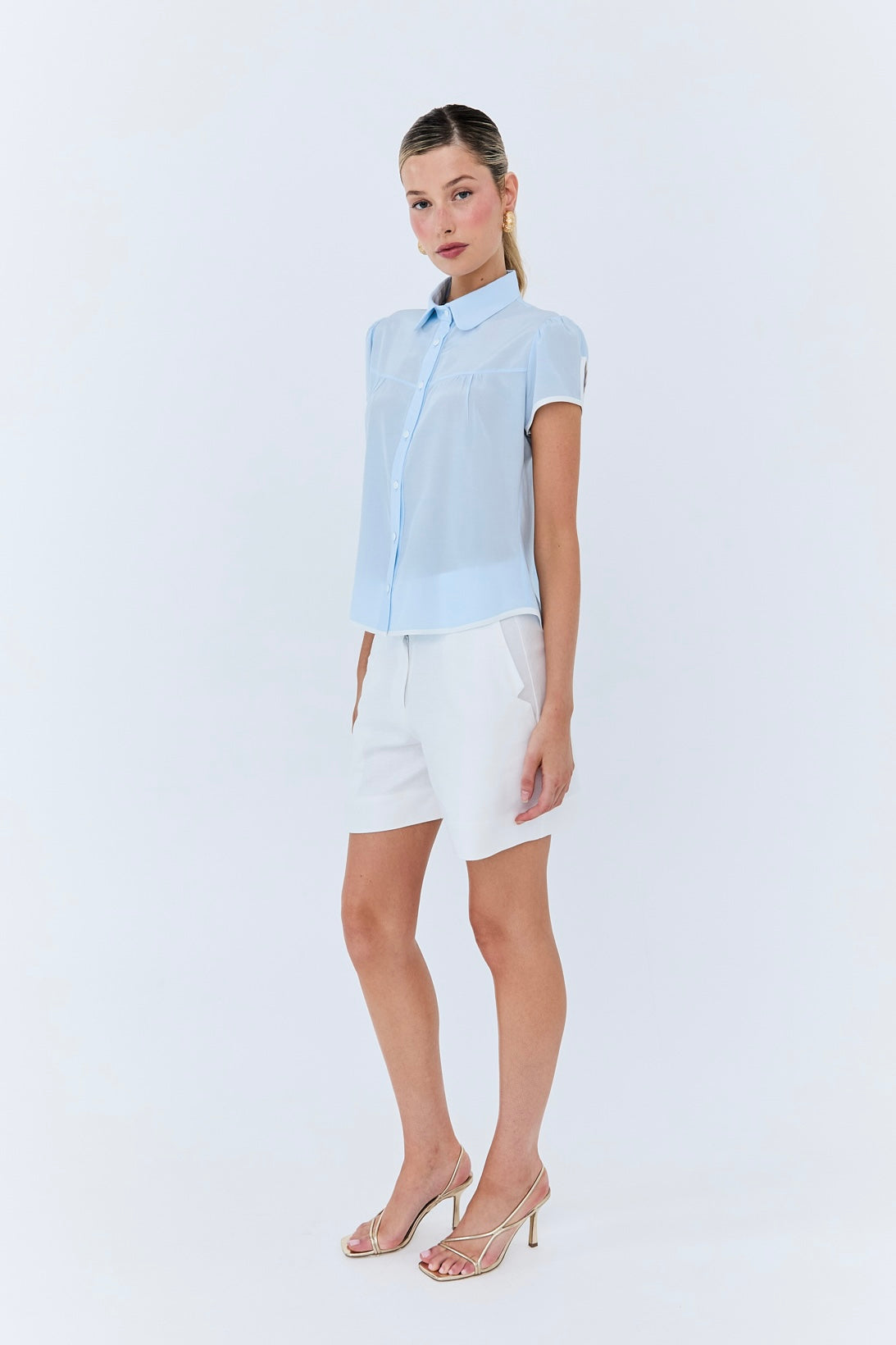 Ludovina Blouse - Ice Blue Silk Satin