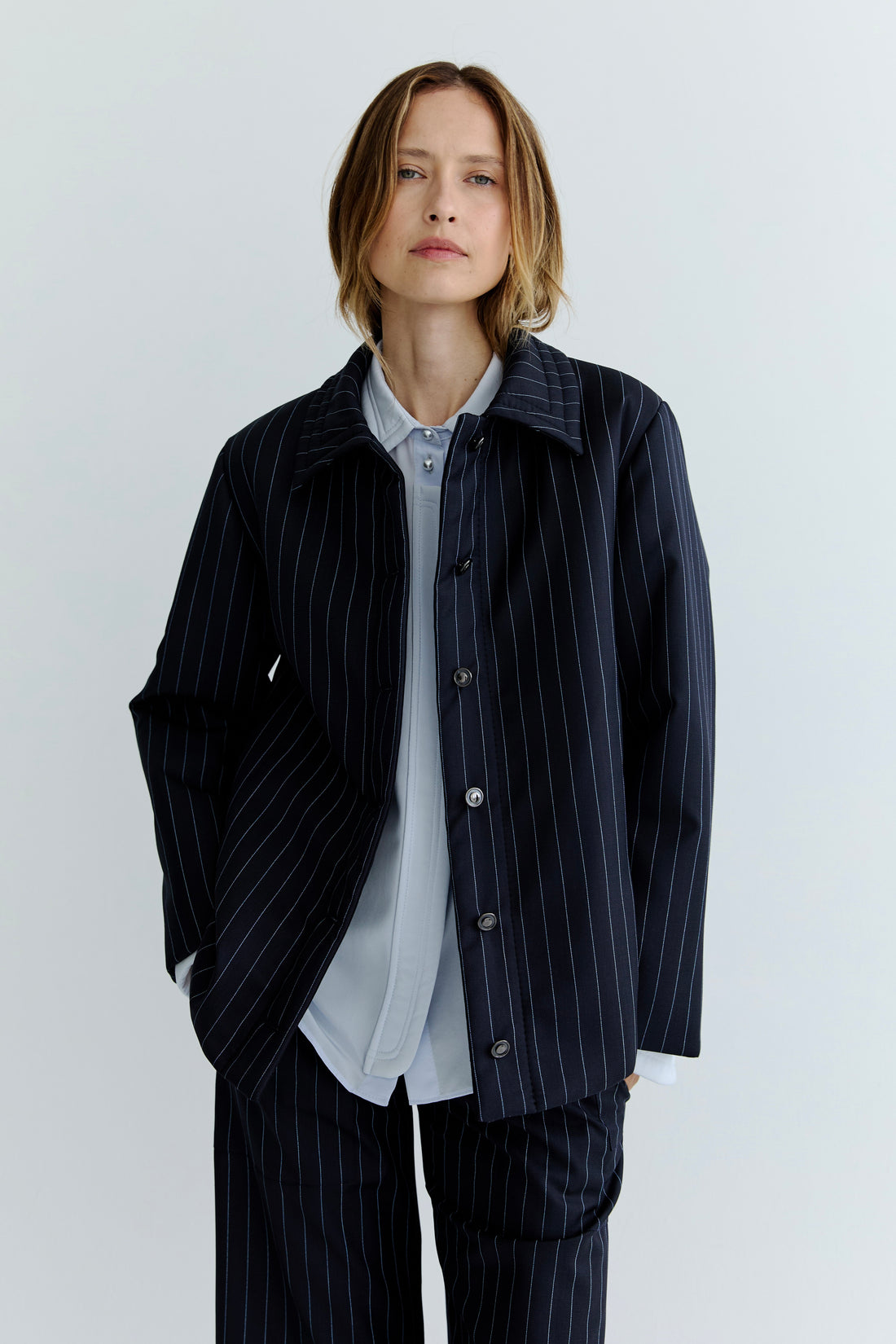 Amelie Quilted Jacket - Navy Stripe