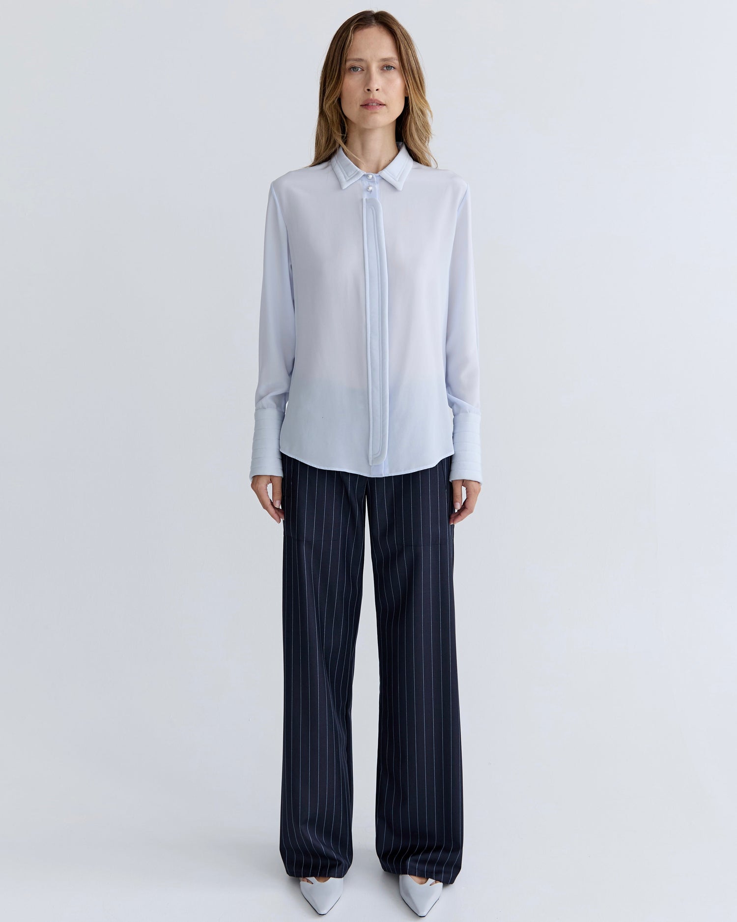 Sylvie Shirt - Powder Blue Silk