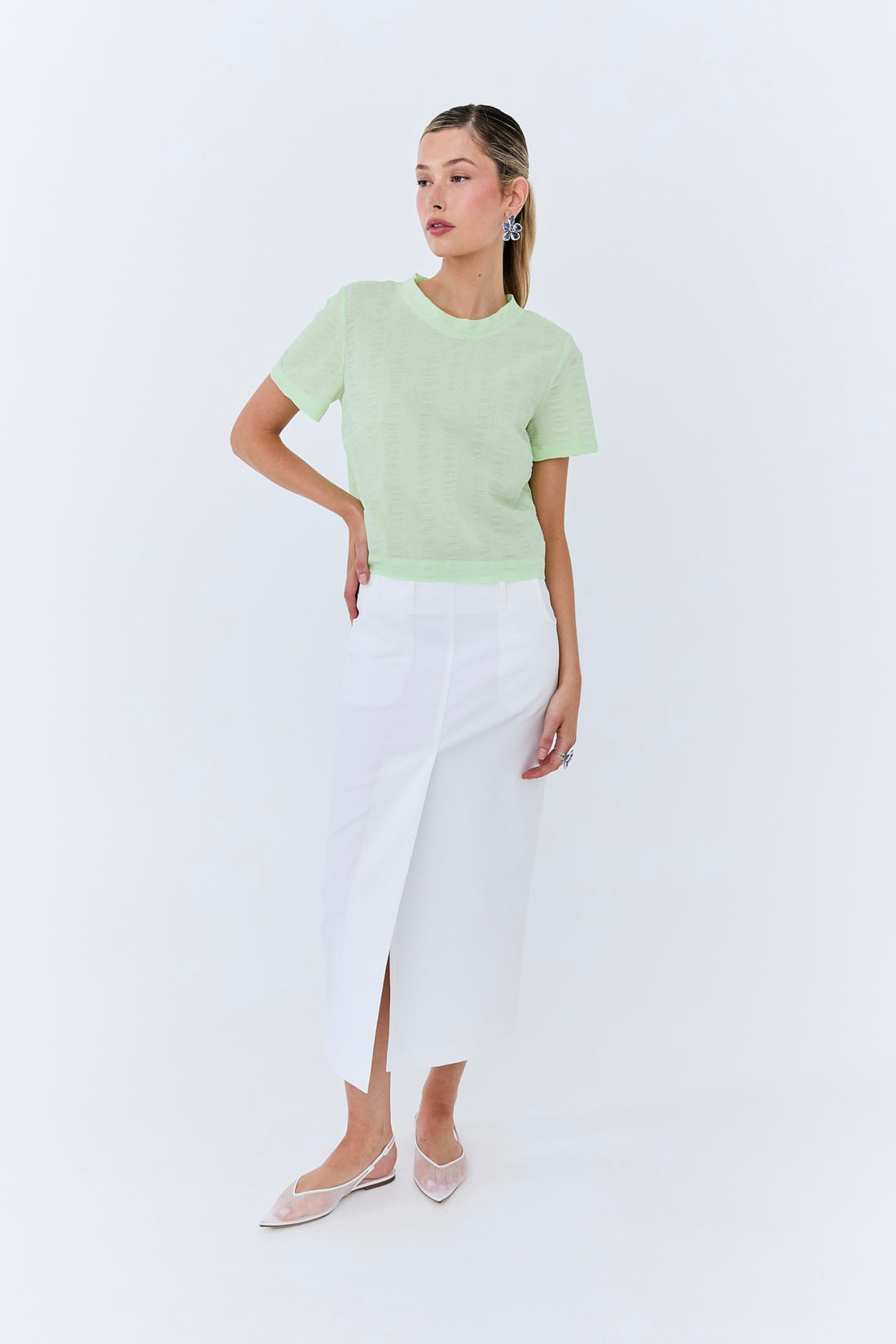 Gabrielle Tee - Mint Green Seersucker