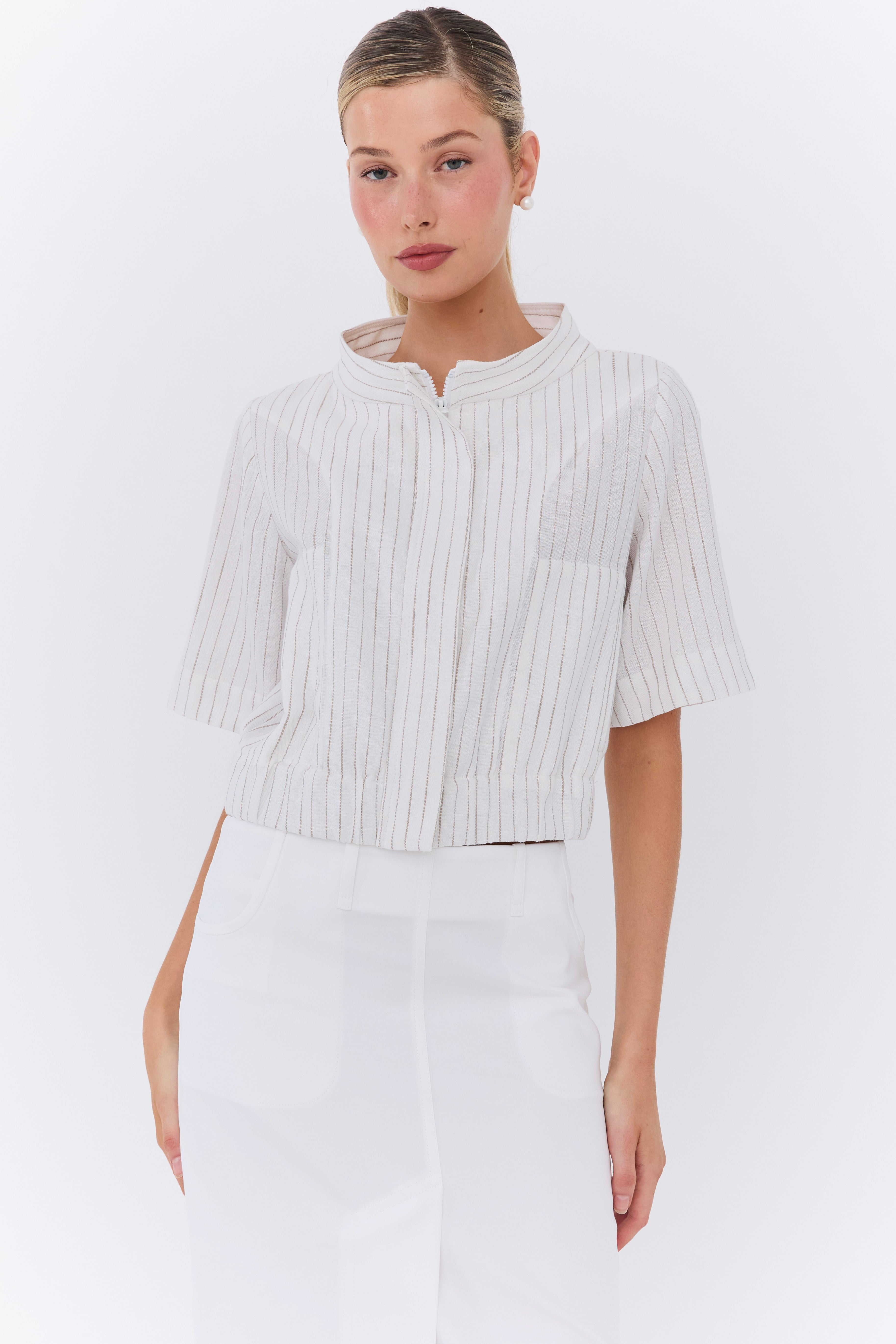 Niel Jacket - Linen Stripe