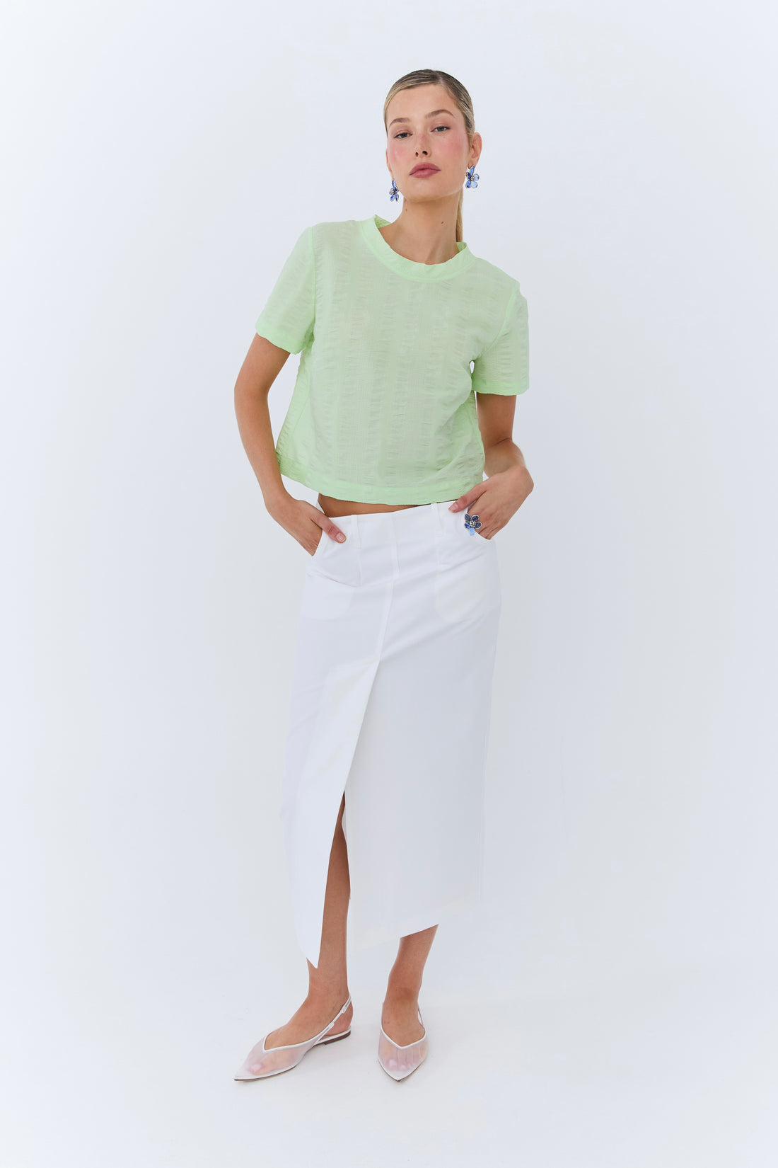 Gabrielle Tee - Mint Green Seersucker