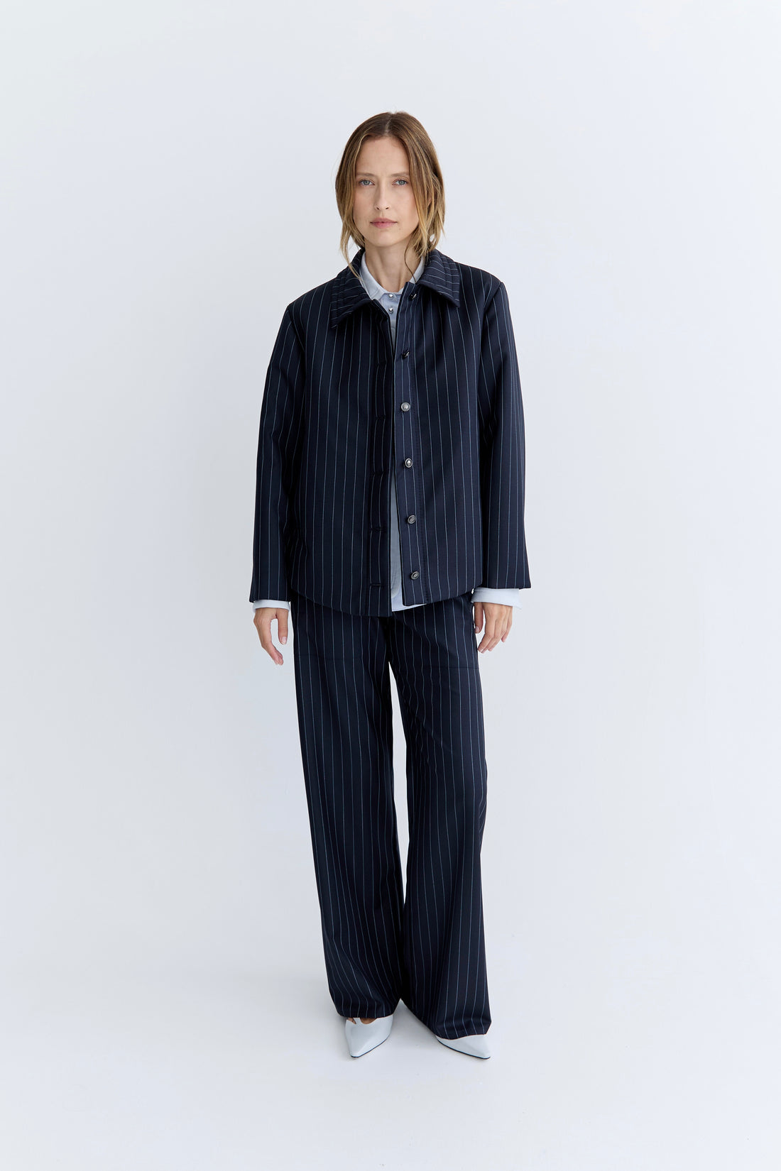 Amelie Quilted Jacket - Navy Stripe