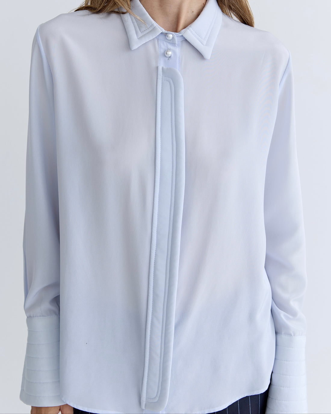 Sylvie Shirt - Powder Blue Silk