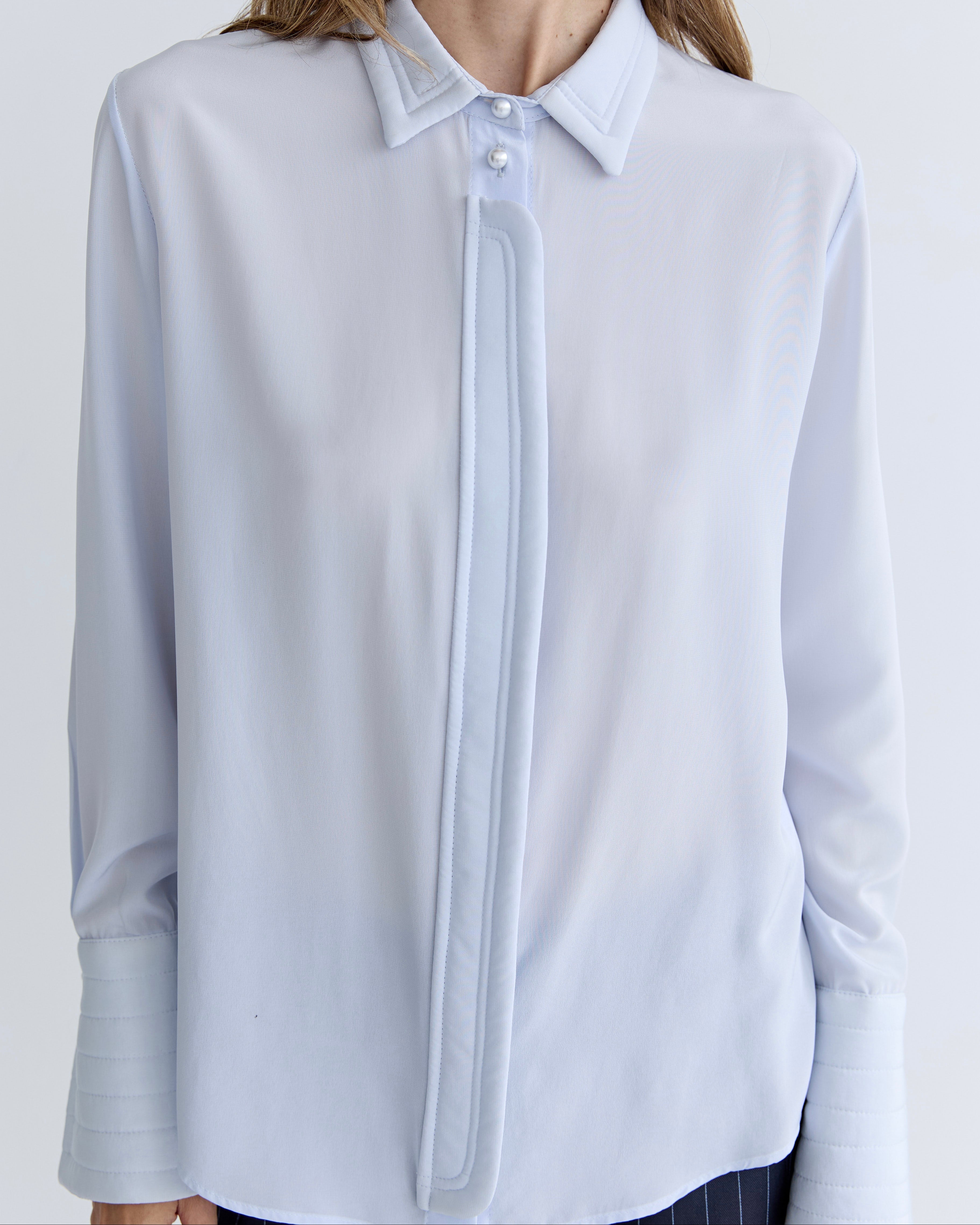 Sylvie Shirt - Powder Blue Silk