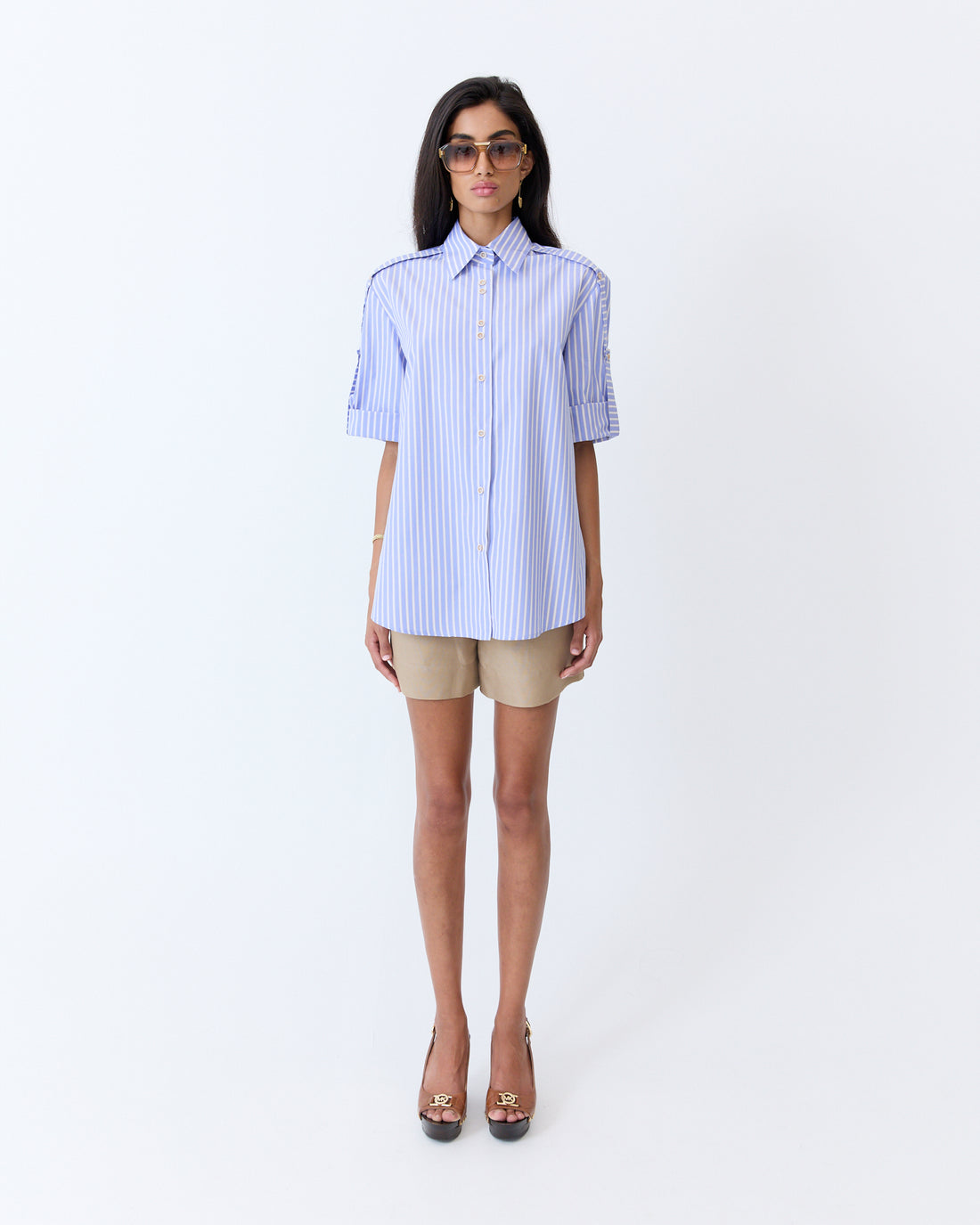 Bellini Shirt - Blue Latte Stripe