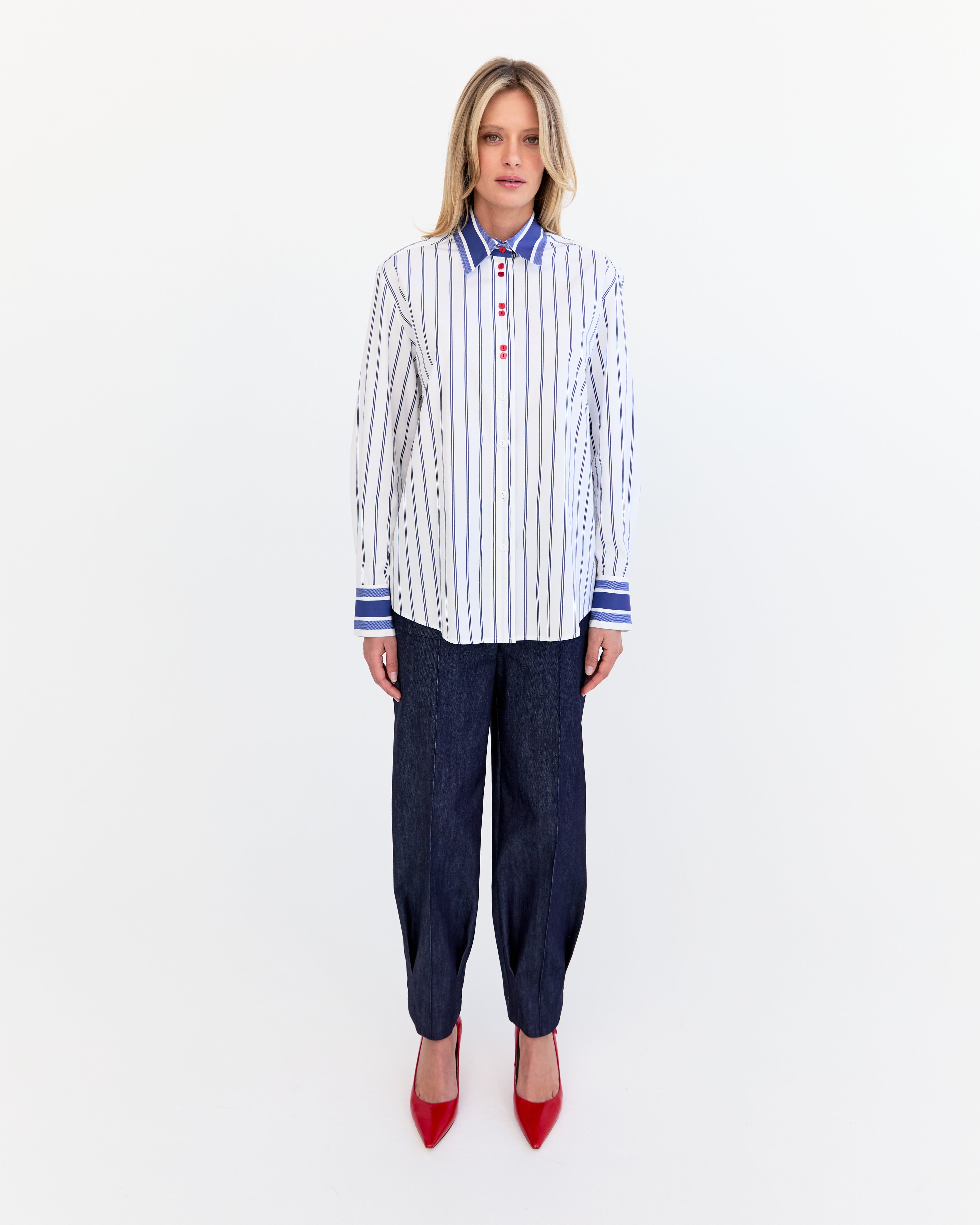 Genevieve Barrel Leg Jean - Navy Denim