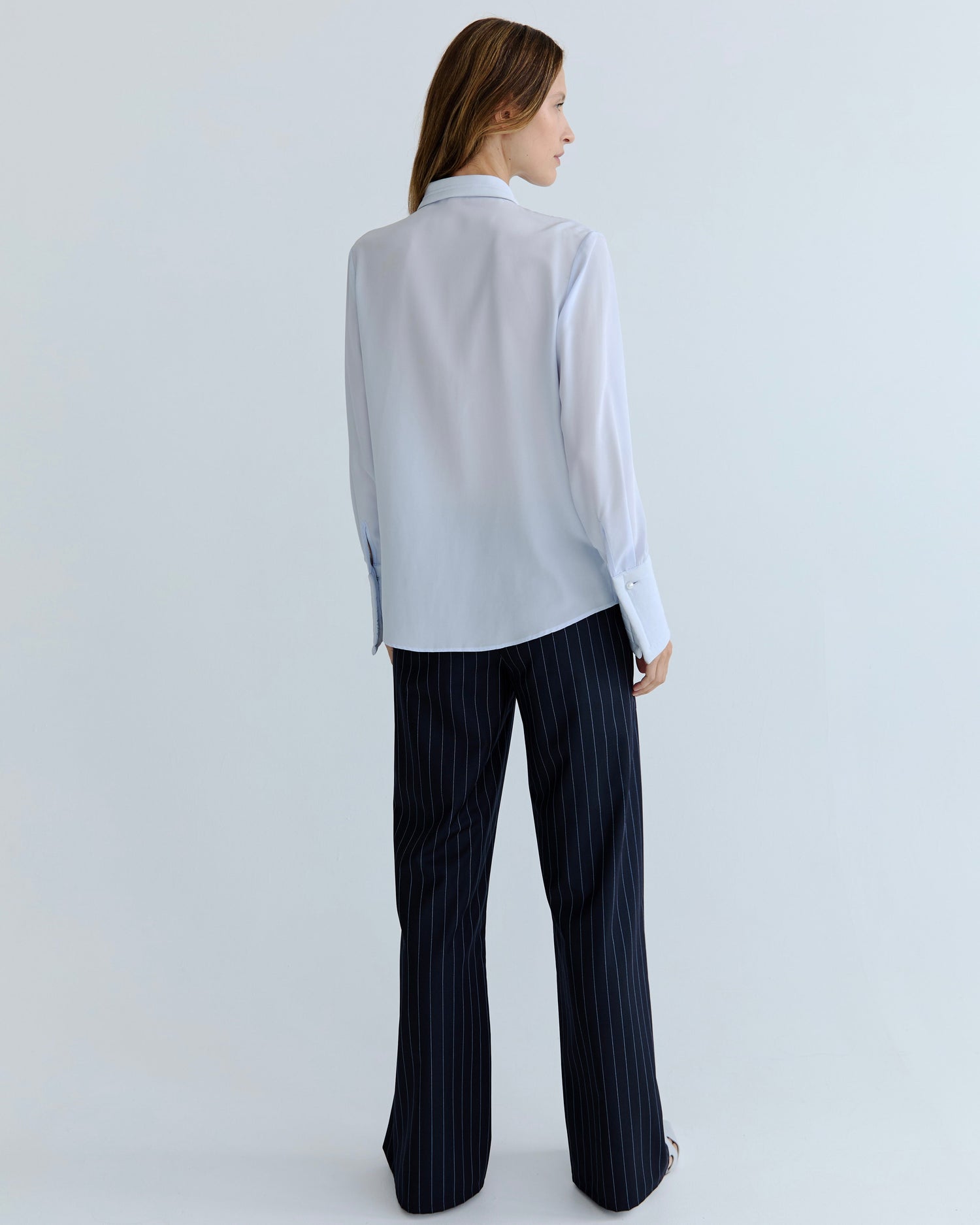 Sylvie Shirt - Powder Blue Silk