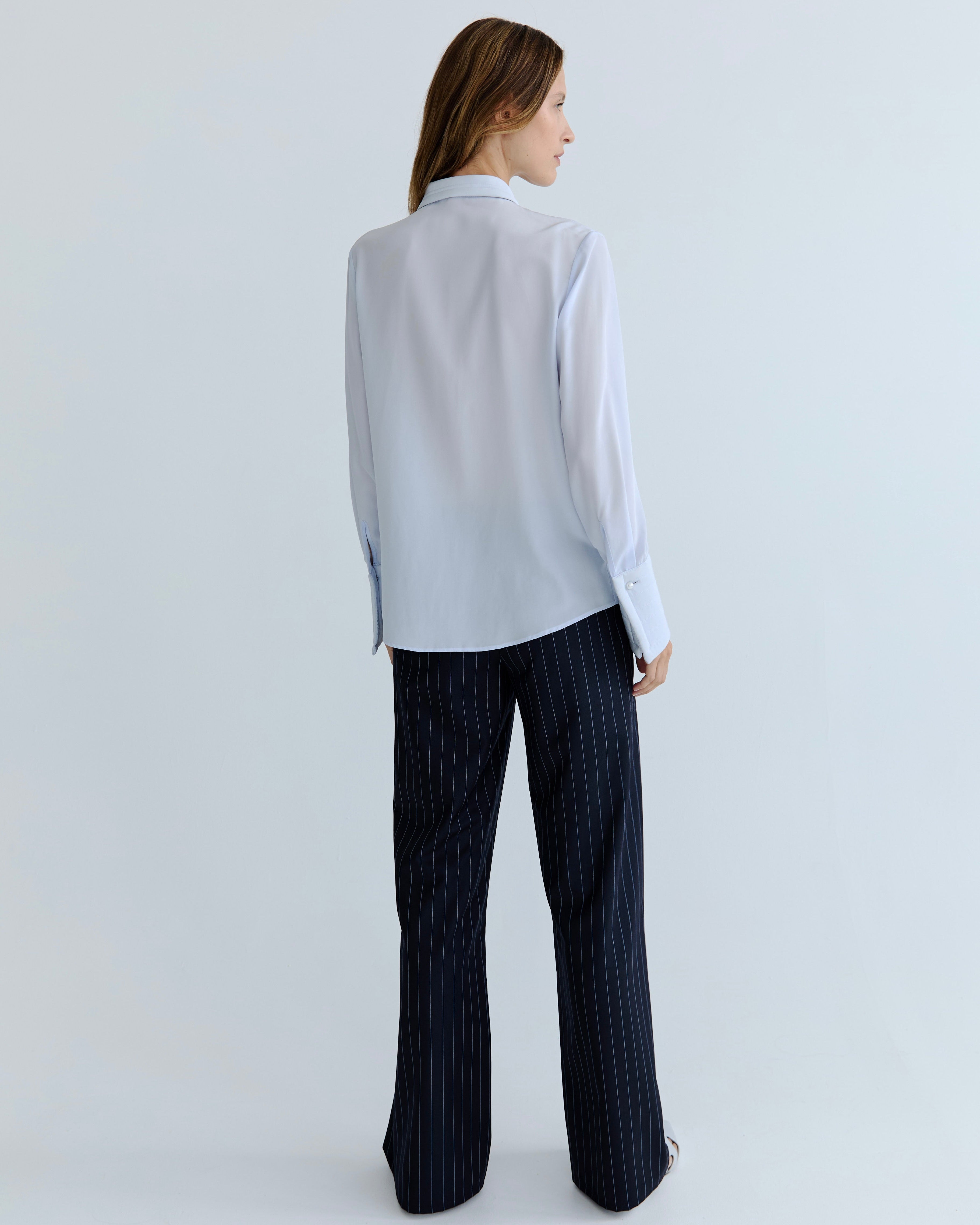 Sylvie Shirt - Powder Blue Silk