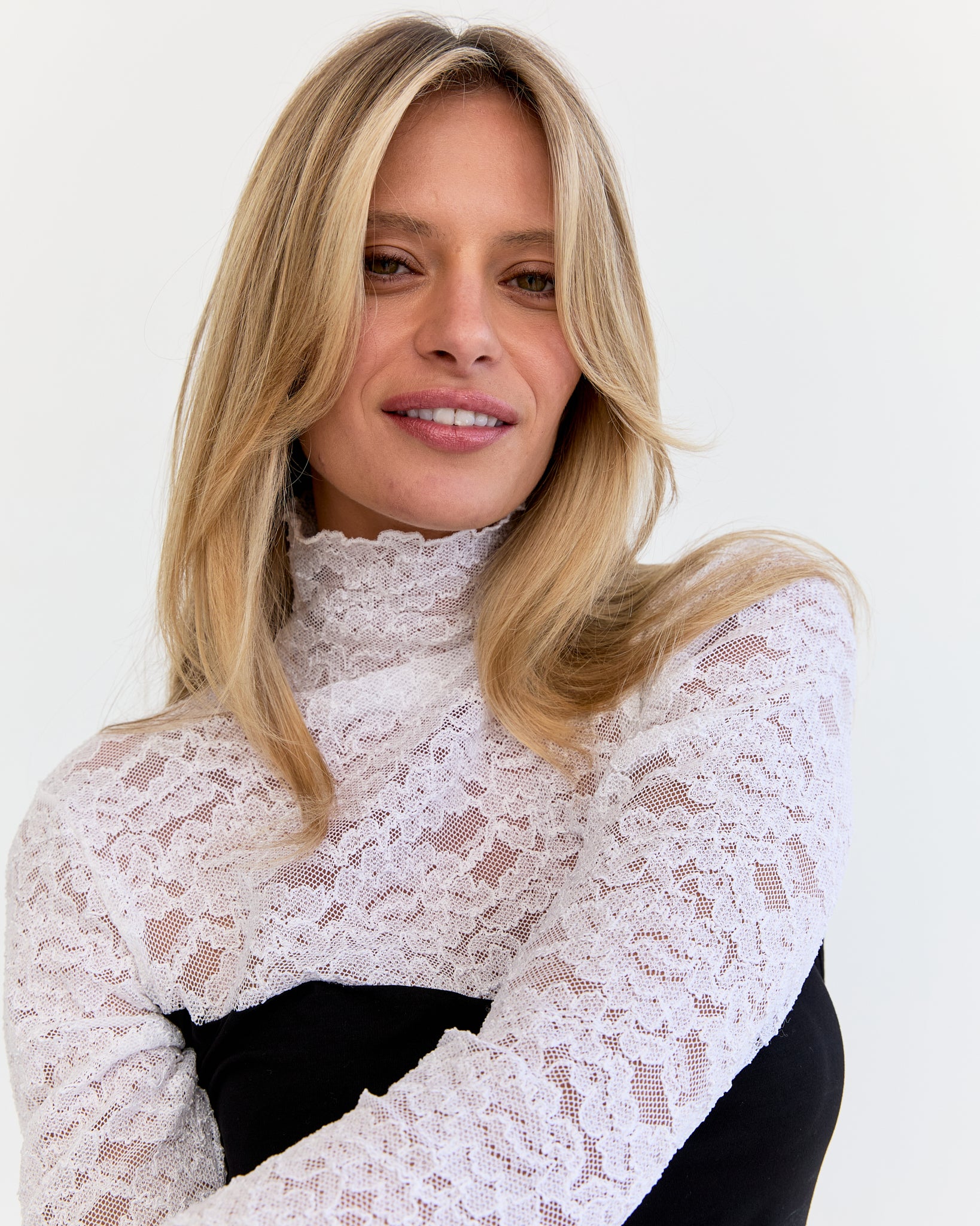 Amelie Lace Jersey Skive - Black &amp; White