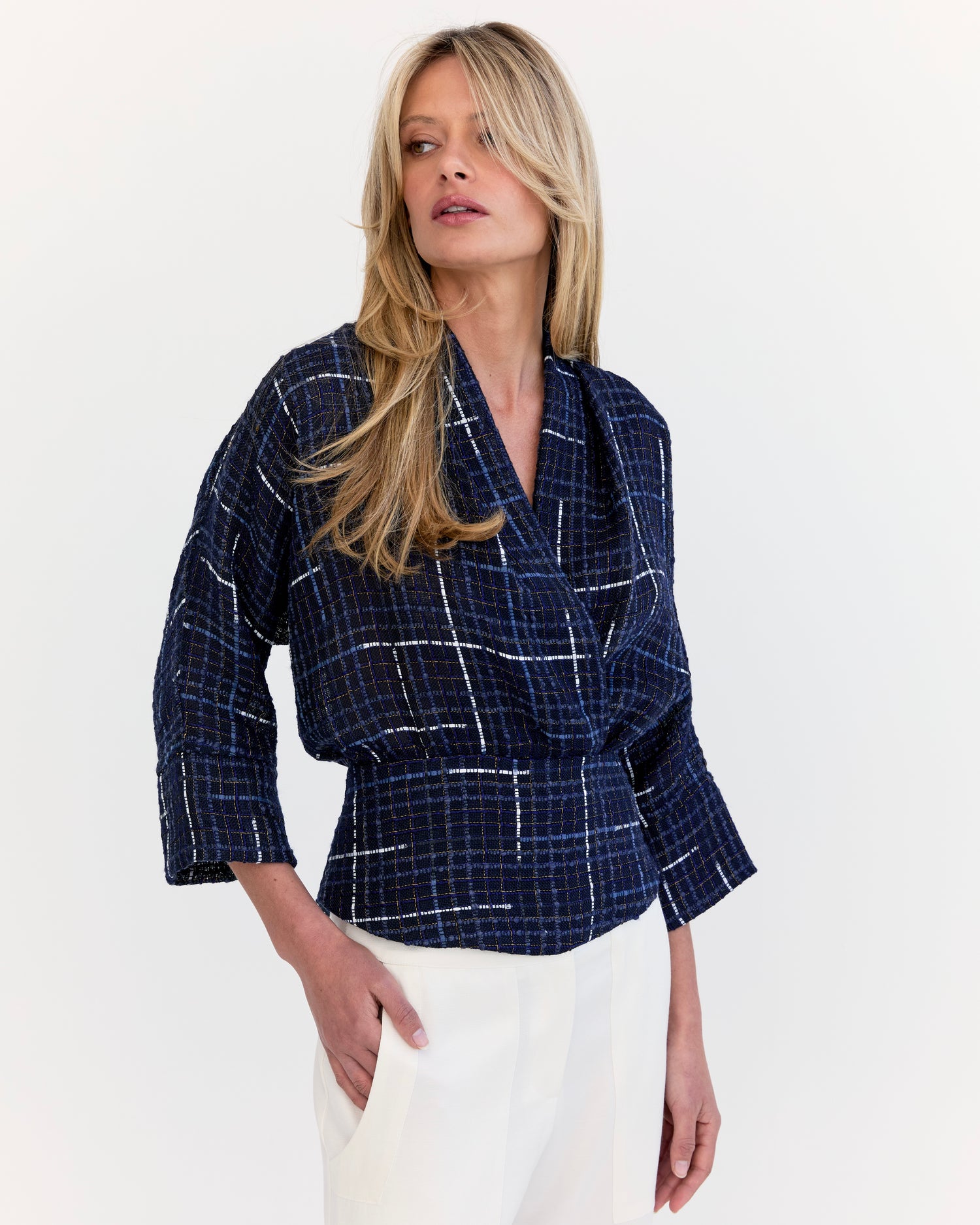 Akira Kimono Top - Navy Tweed