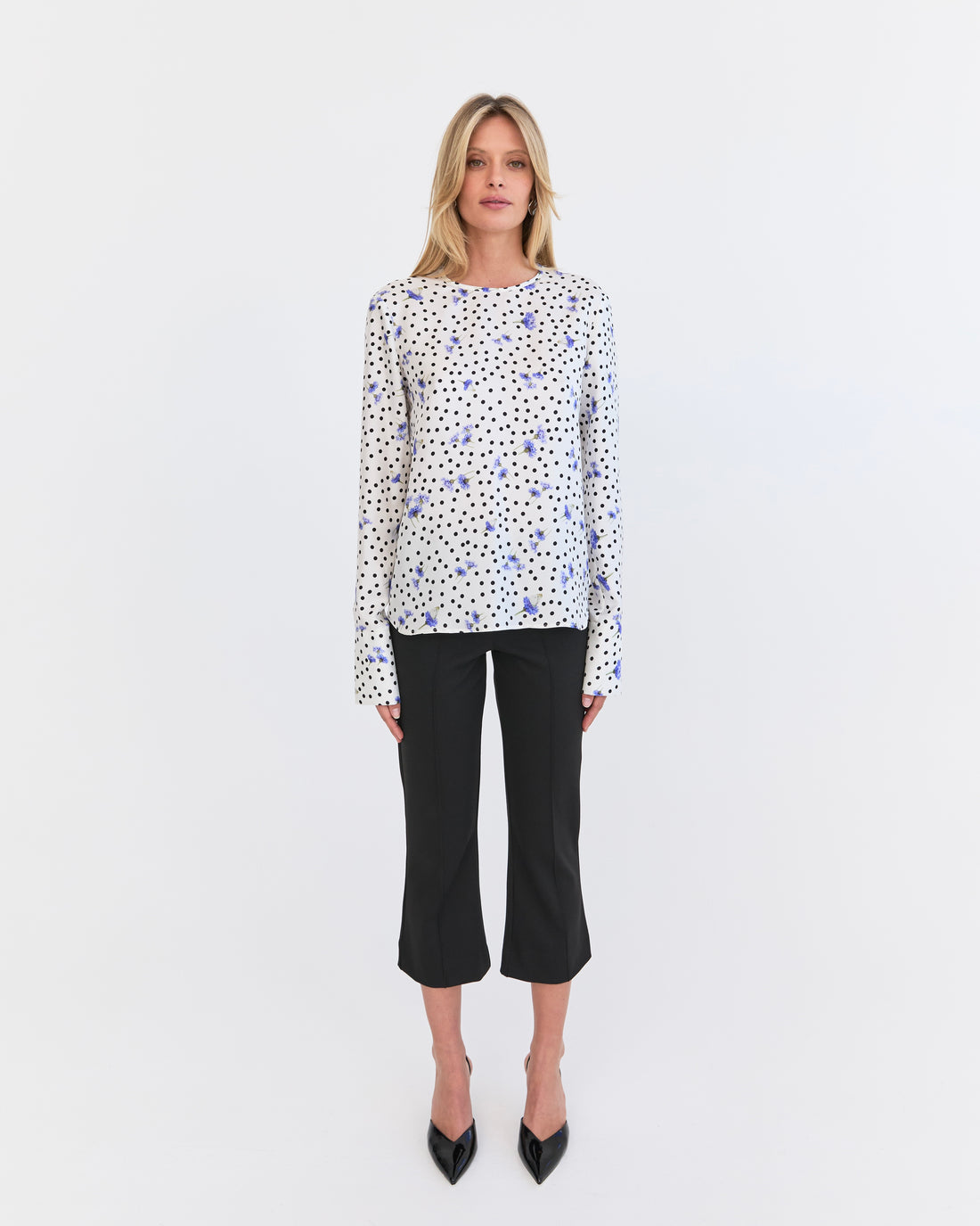Amelie Simple Silk Top - Polka Dot