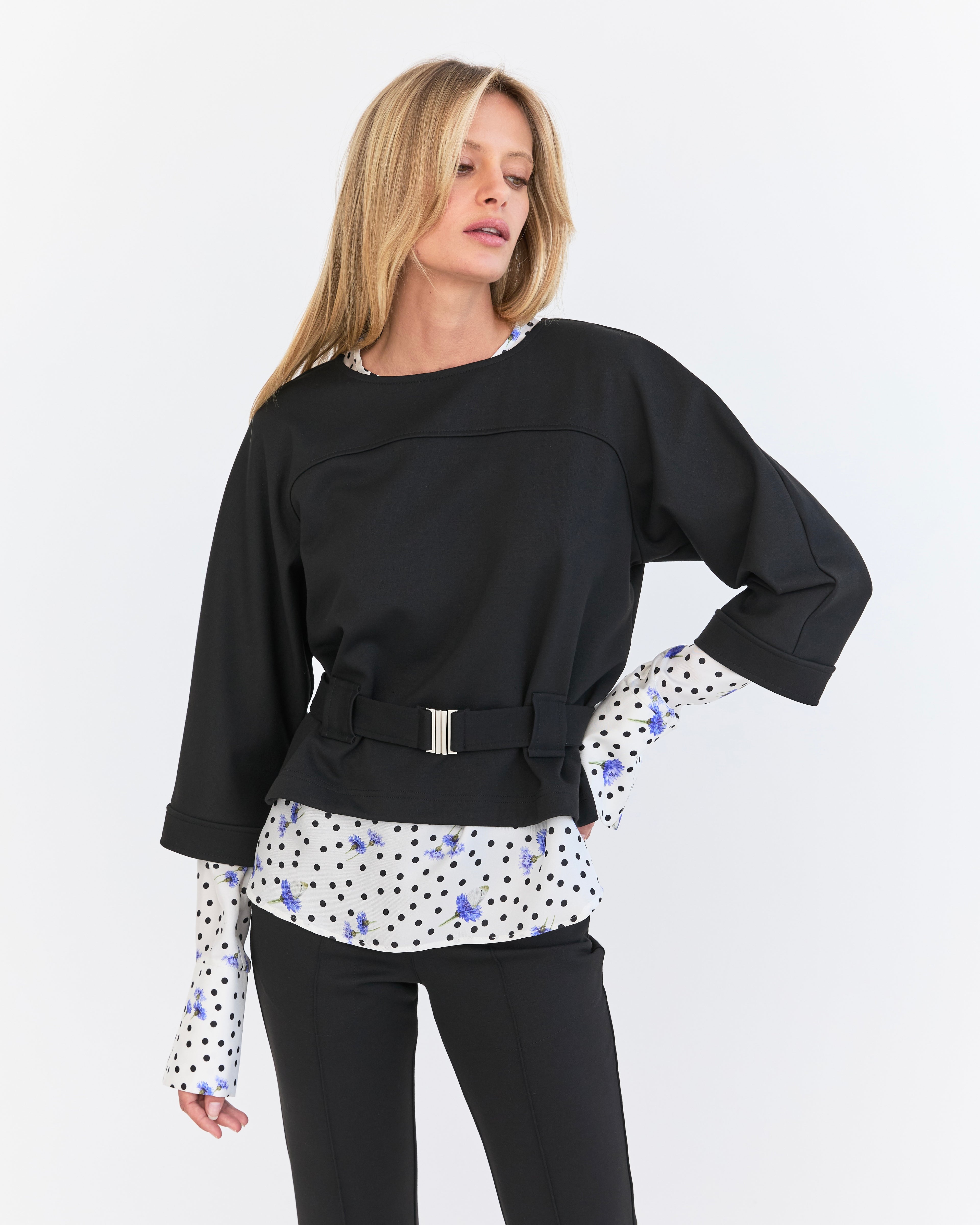 Amelie Simple Silk Top - Polka Dot