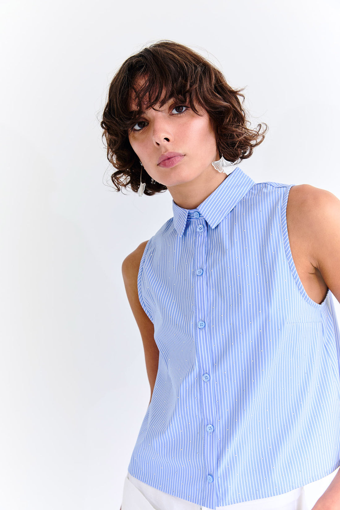Anastasia Shirt - Blue Diamanté Stripe