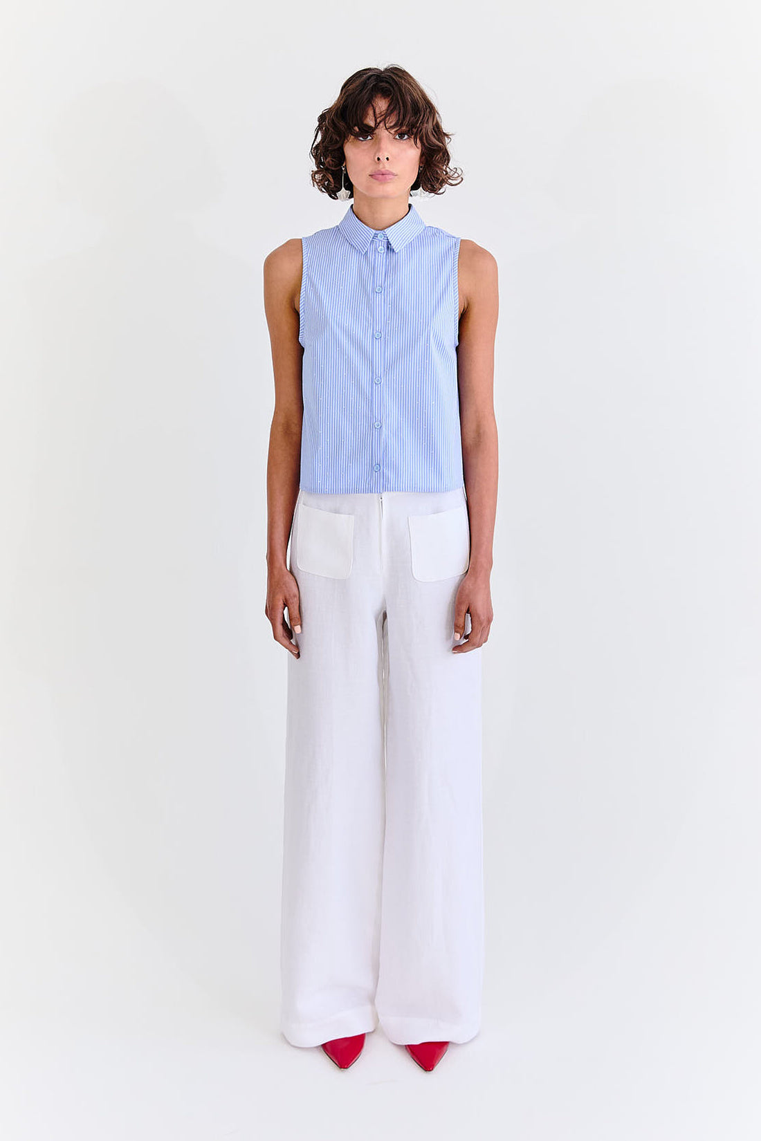 Anastasia Shirt - Blue Diamanté Stripe